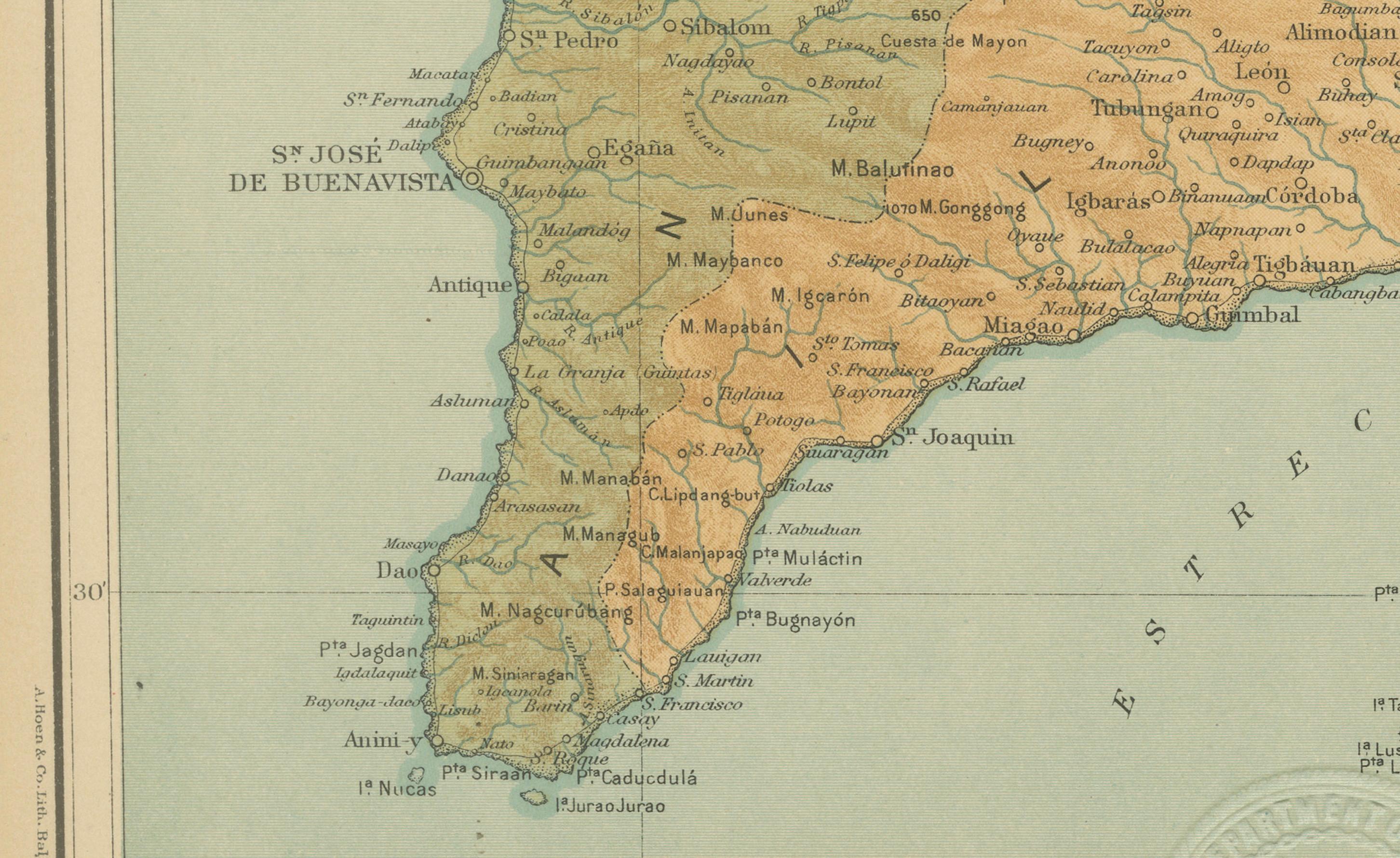 Late 19th Century Map of the Island of Panay – Observatorio de Manila, 1899 For Sale