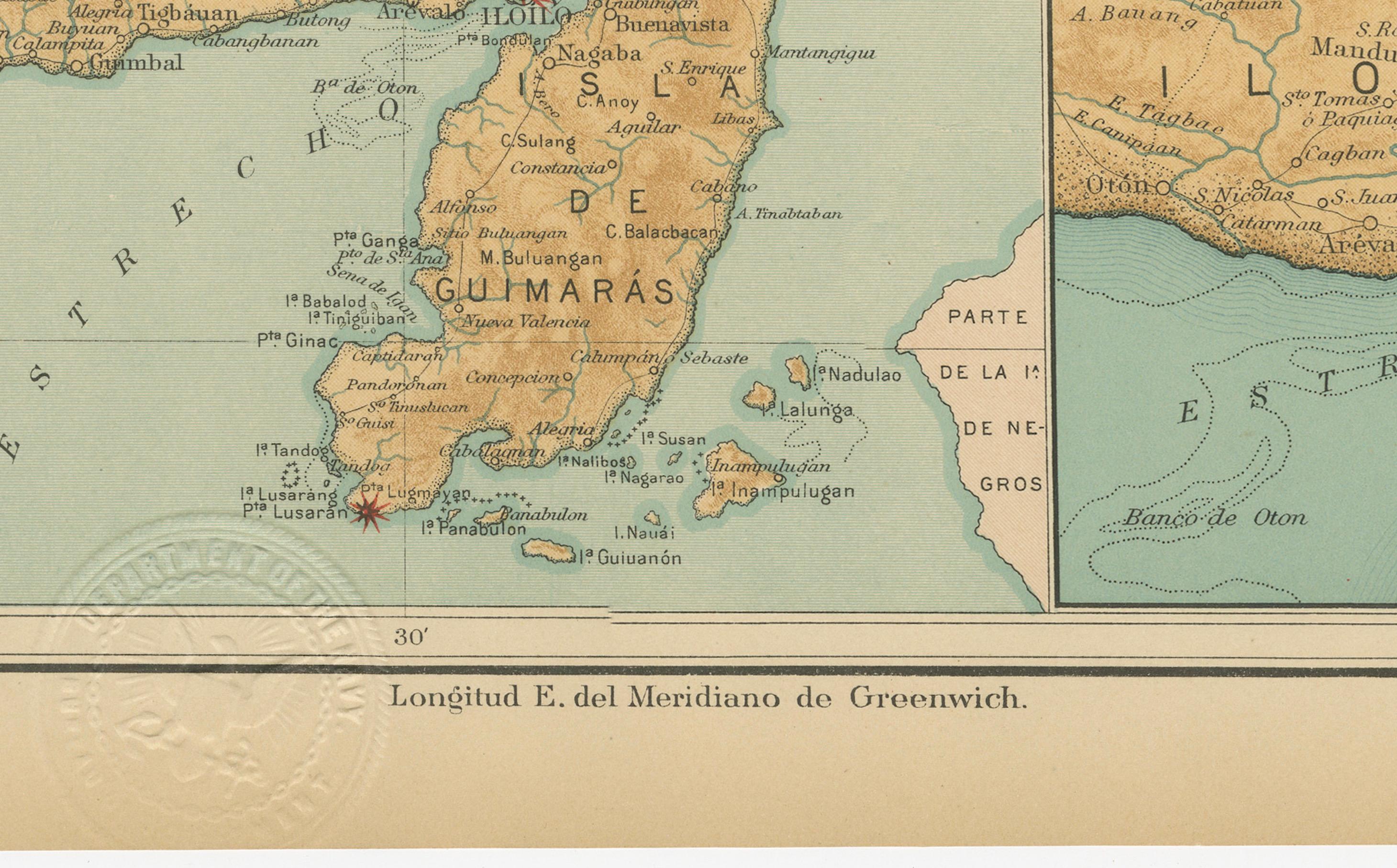 Paper Map of the Island of Panay – Observatorio de Manila, 1899 For Sale
