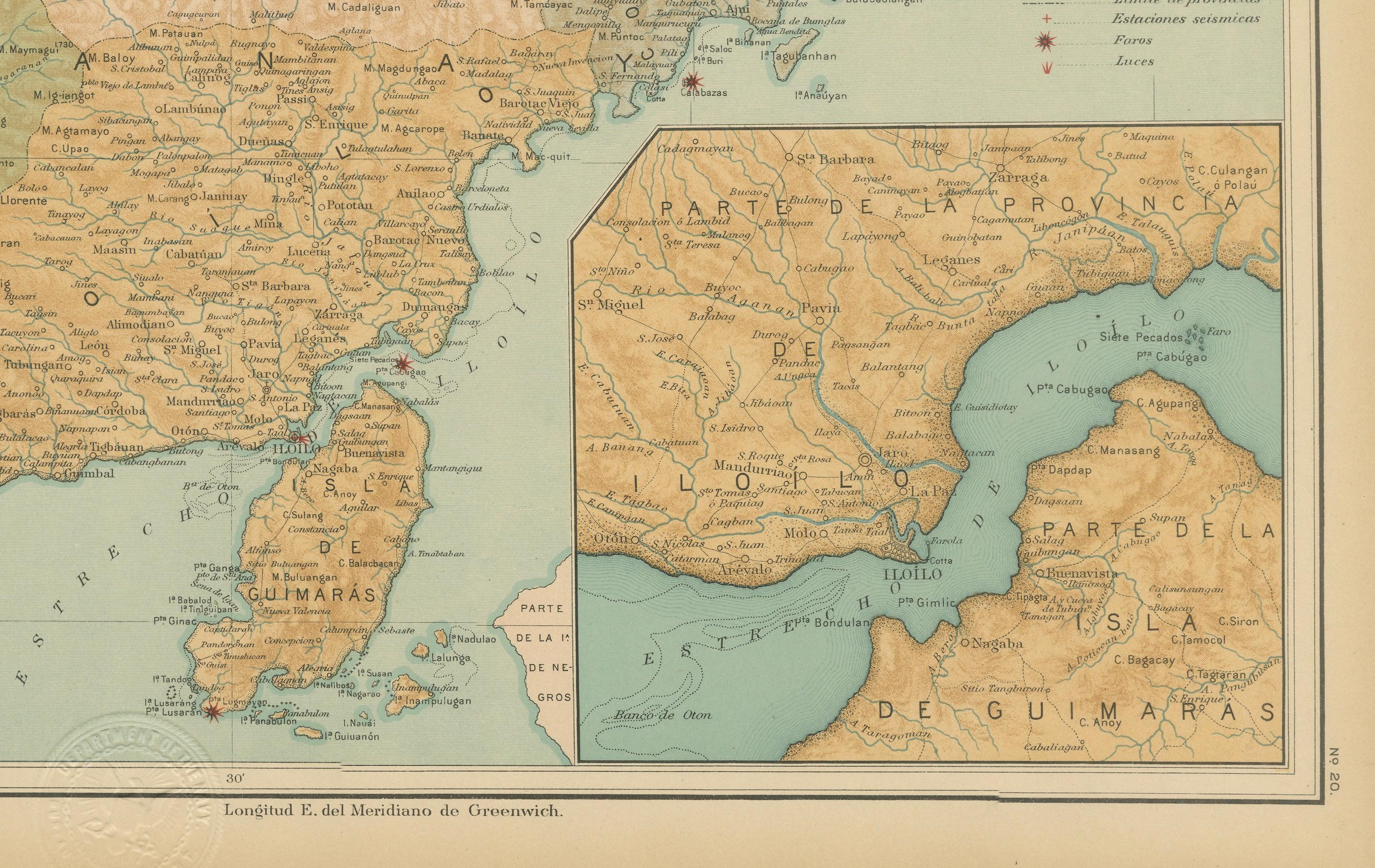 Map of the Island of Panay – Observatorio de Manila, 1899 For Sale 1