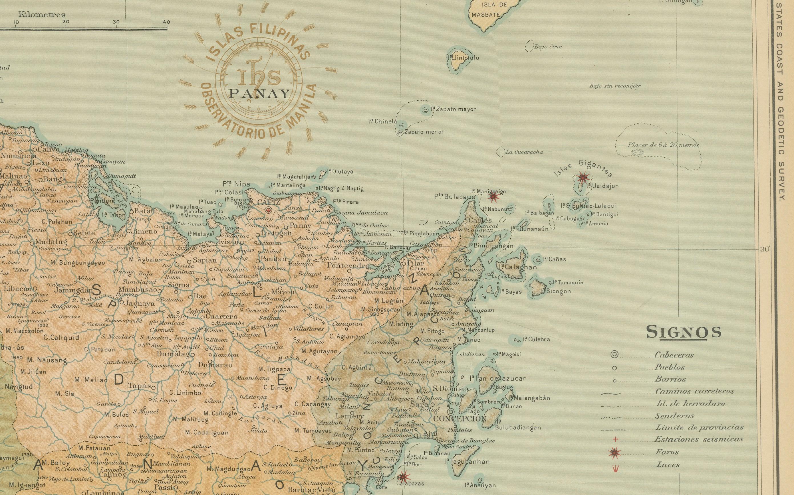 Map of the Island of Panay – Observatorio de Manila, 1899 For Sale 2
