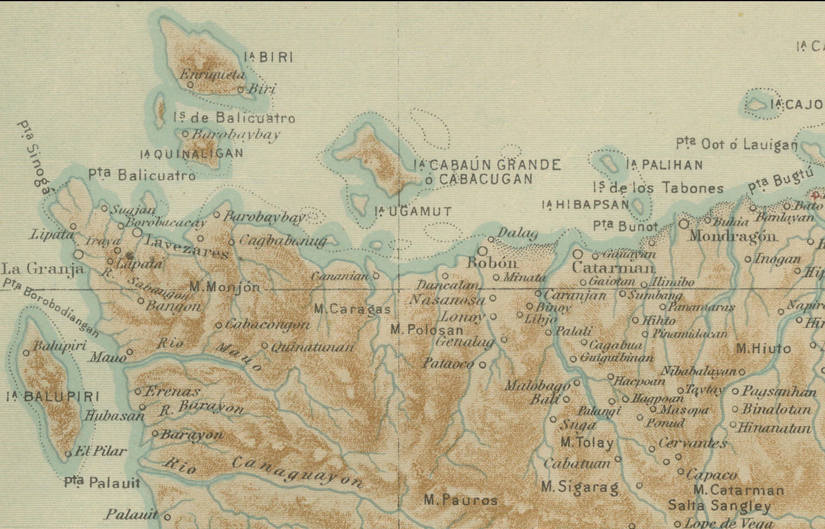 Philippine Map of the Island of Samar – Observatorio de Manila, 1899 For Sale