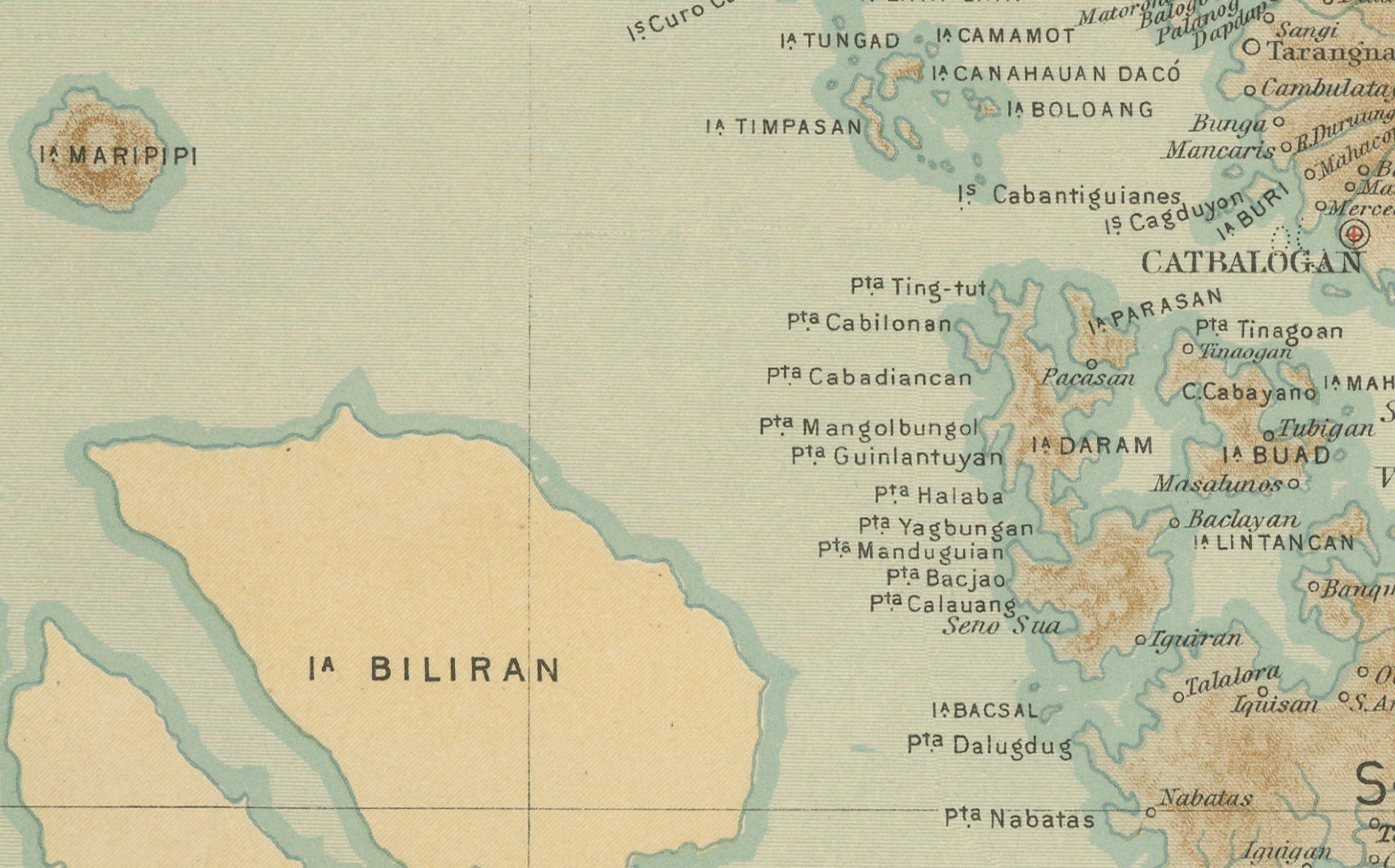 Late 19th Century Map of the Island of Samar – Observatorio de Manila, 1899 For Sale