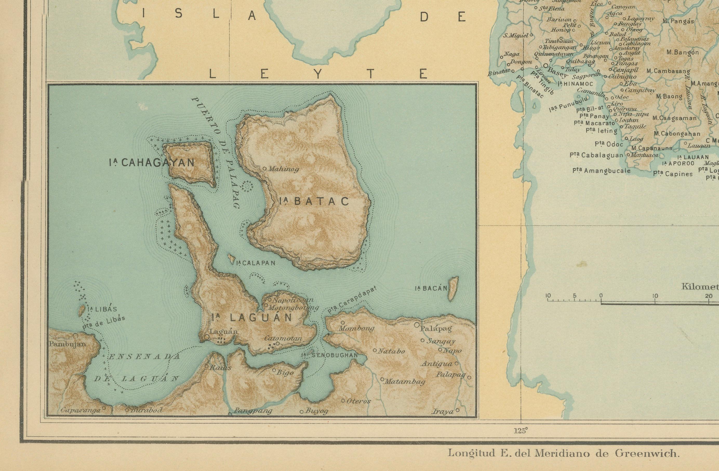 Paper Map of the Island of Samar – Observatorio de Manila, 1899 For Sale