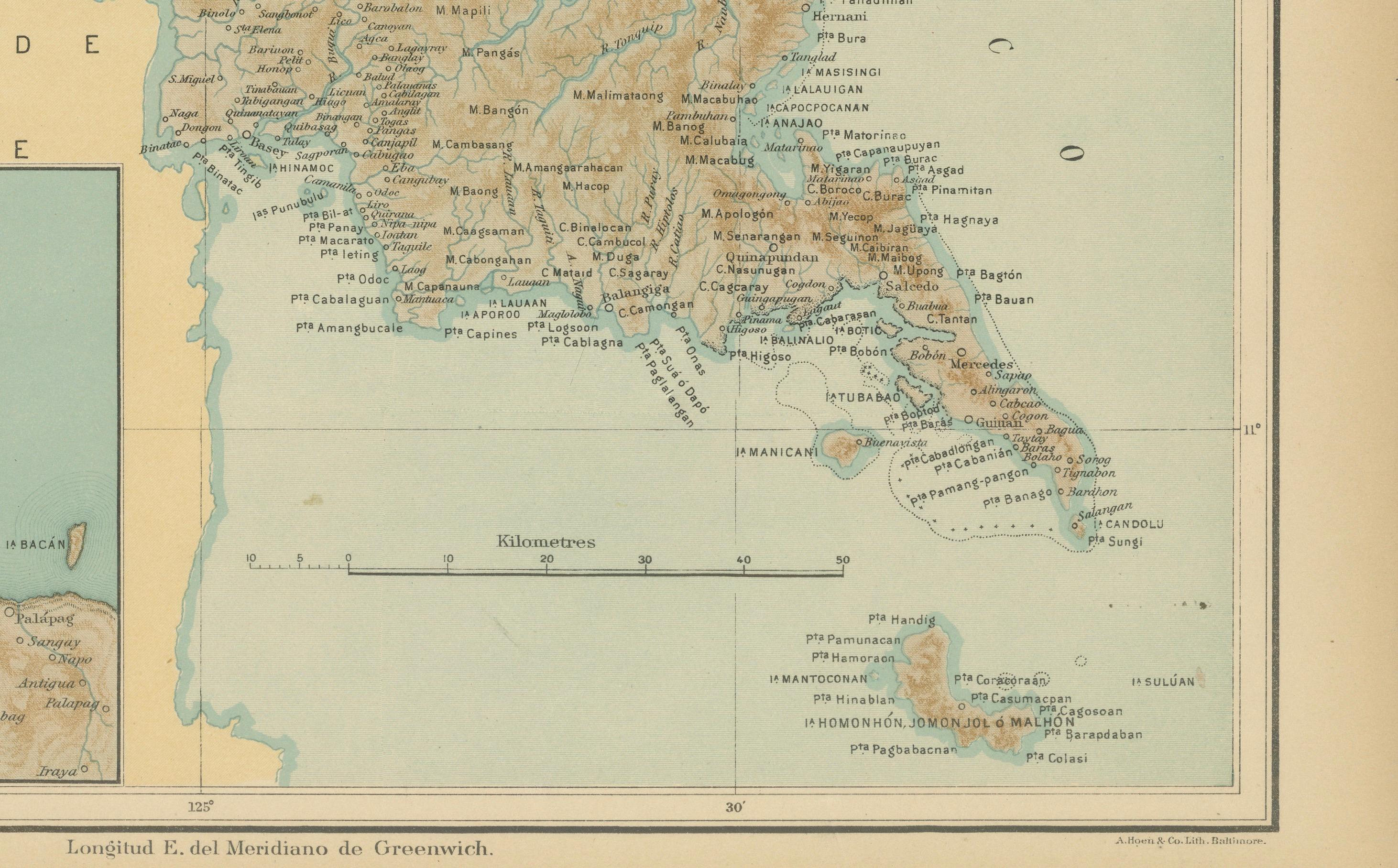 Map of the Island of Samar – Observatorio de Manila, 1899 For Sale 1