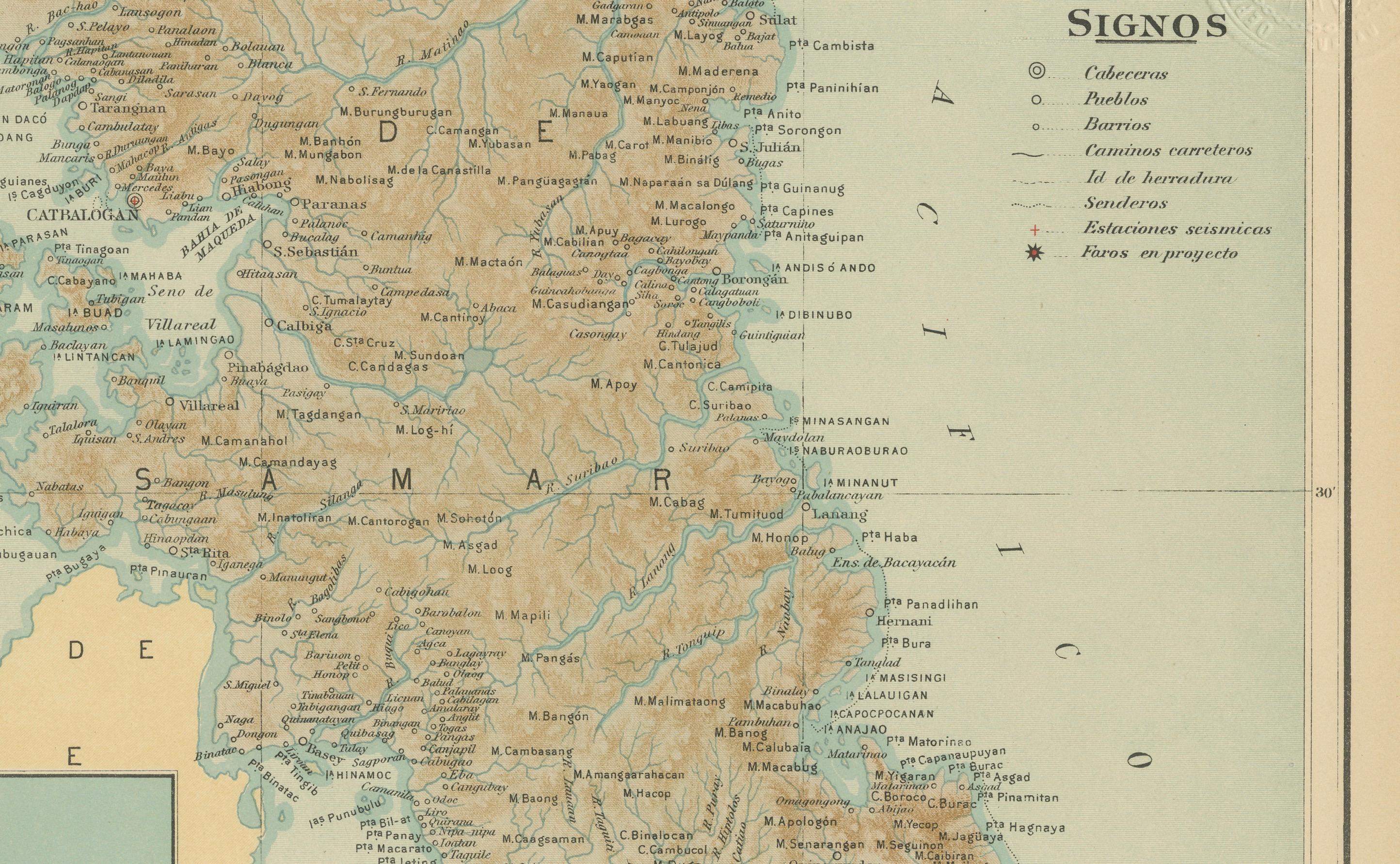 Map of the Island of Samar – Observatorio de Manila, 1899 For Sale 2