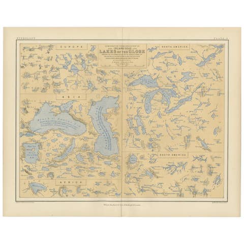 Map of the Lakes of the Globe 1856 – Comparative Chart of Inland Seas