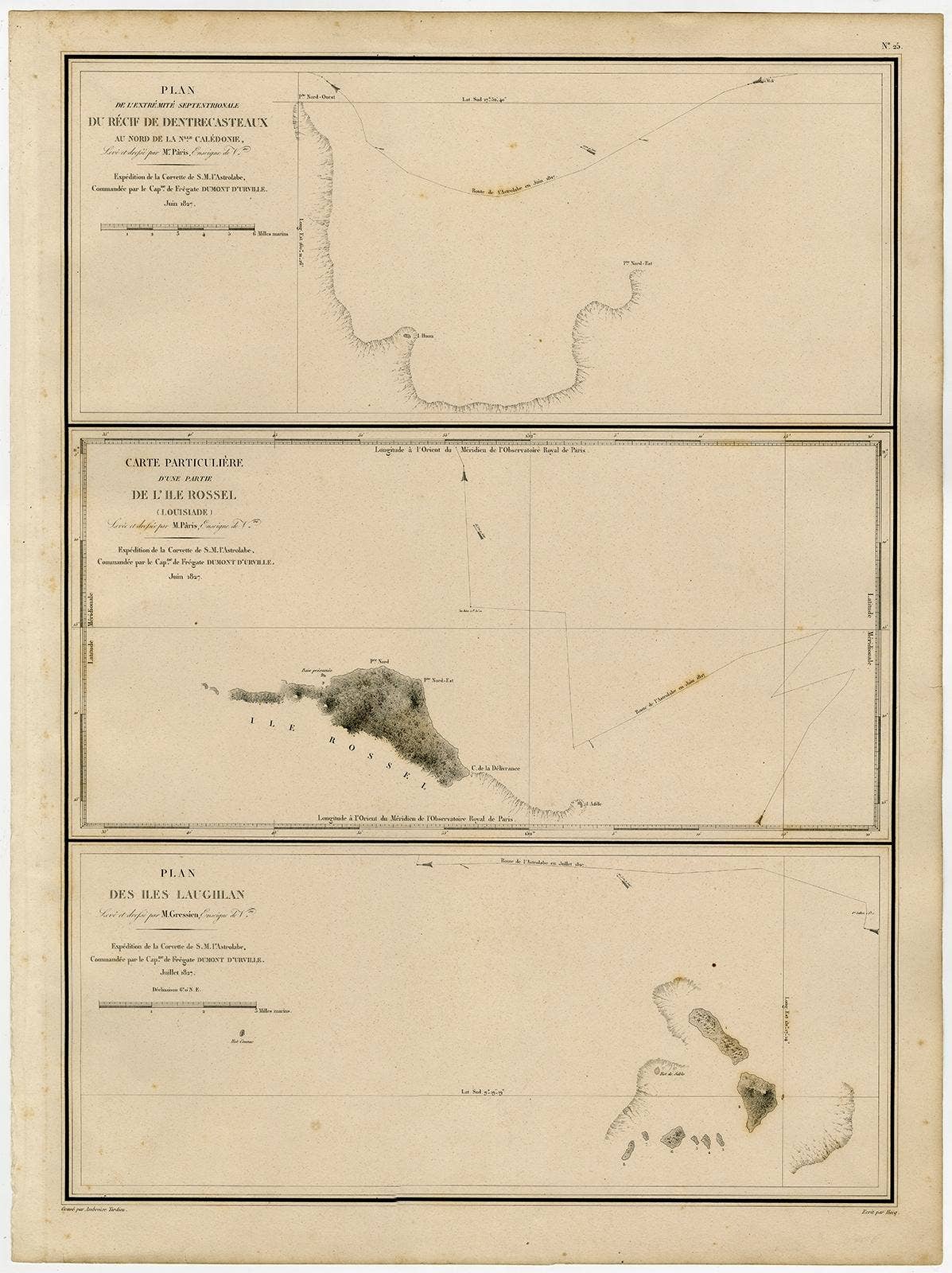 Map of the Laughlan Islands, Rossel Island & Reef North of New Caledonia, 1833