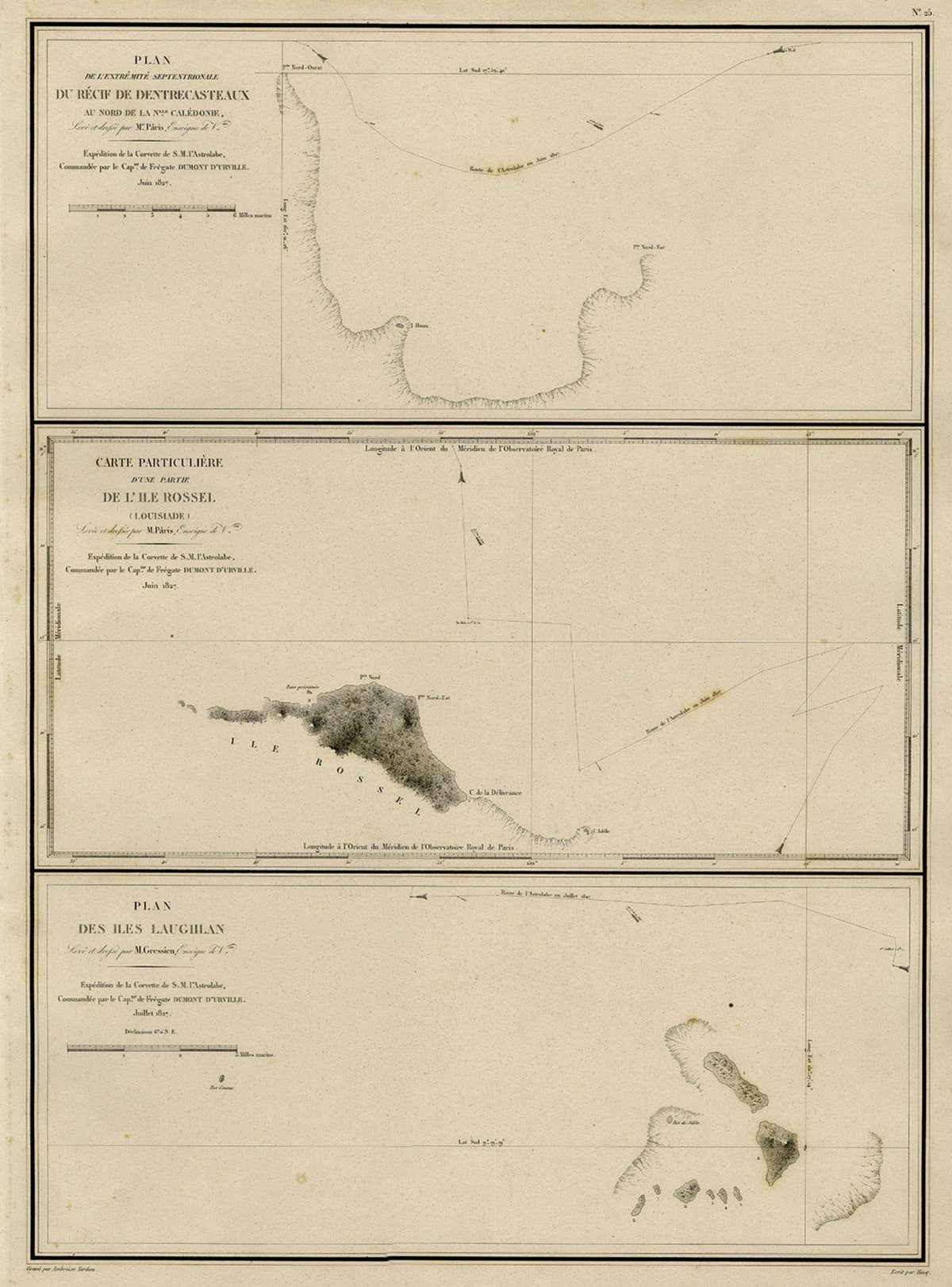Map of the Laughlan Islands, Rossel Island & Reef North of New Caledonia, 1833