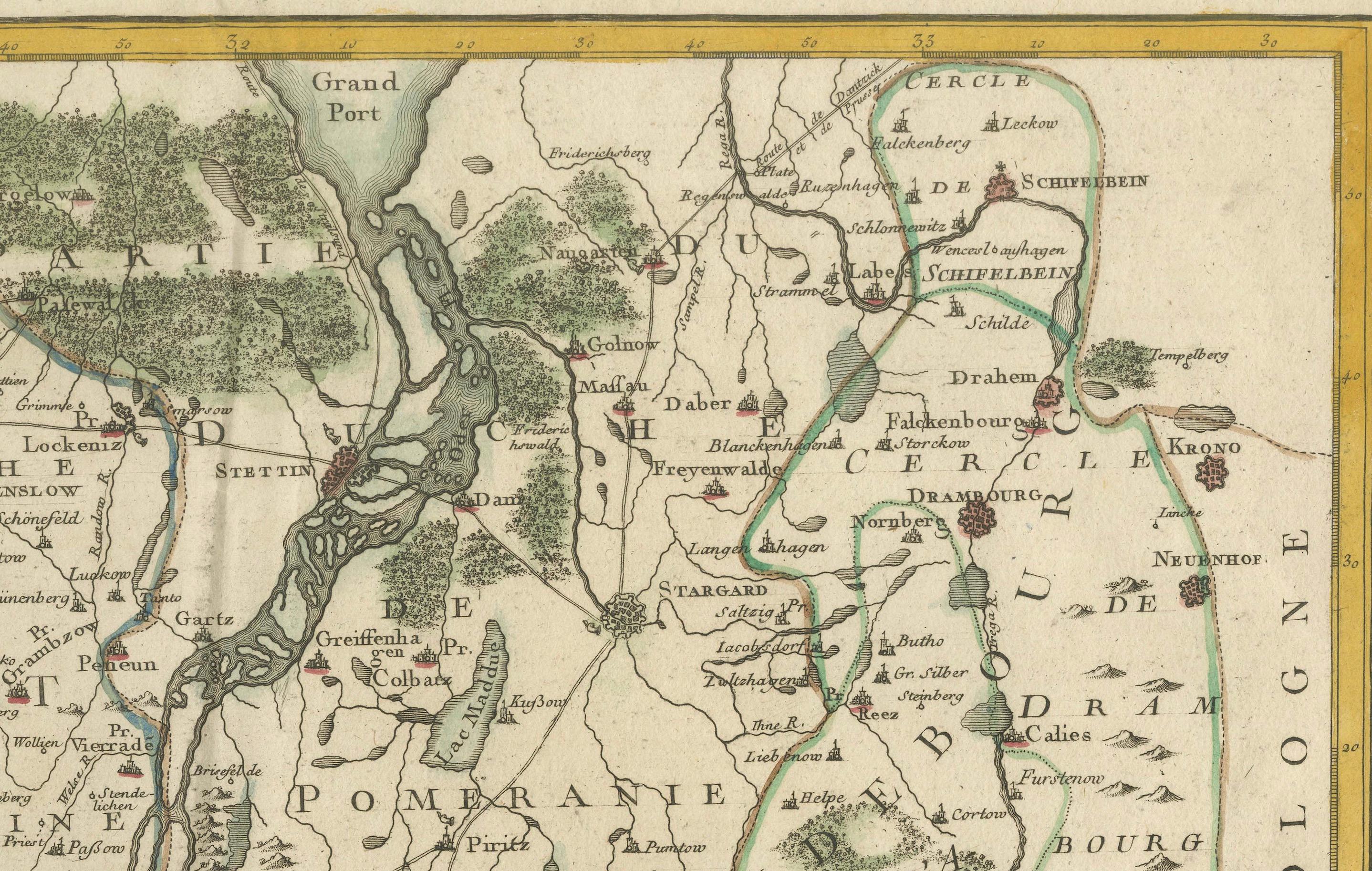 Mapa del Margraviato y Electorado de Brandeburgo por de Beaurain - ca.1750 en Bueno estado para la venta en Langweer, NL