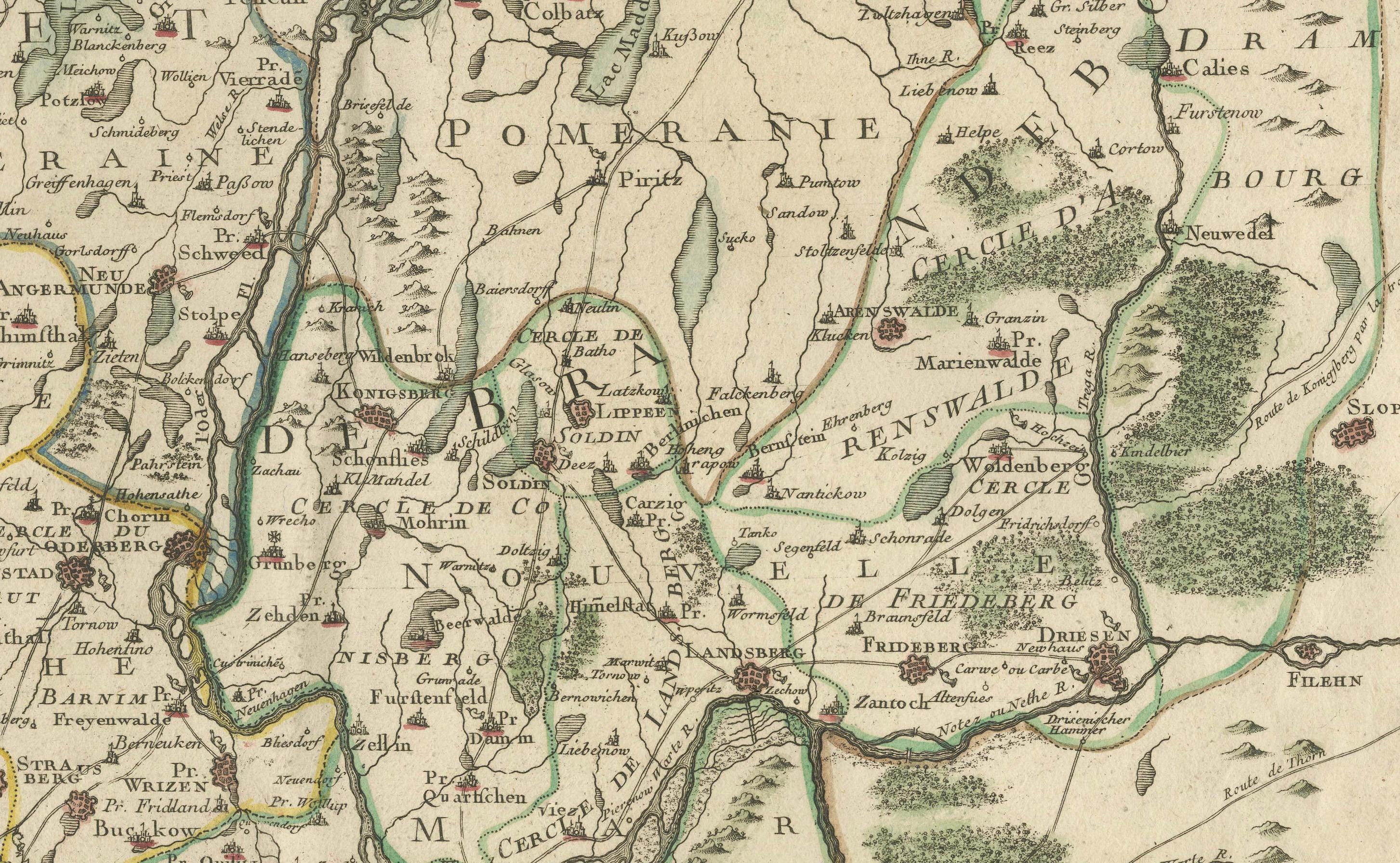 Mapa del Margraviato y Electorado de Brandeburgo por de Beaurain - ca.1750 mediados del siglo XVIII en venta