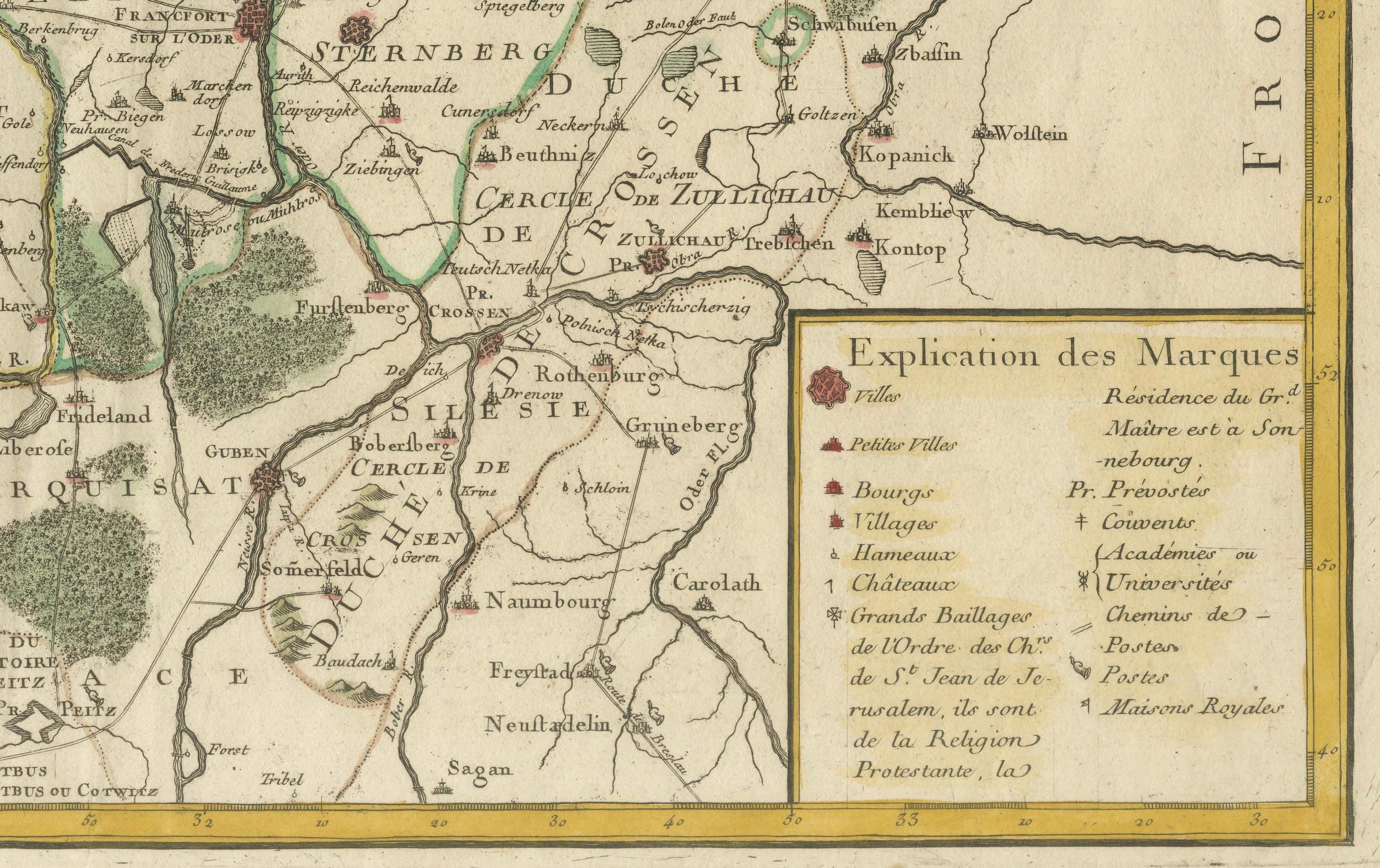 Mapa del Margraviato y Electorado de Brandeburgo por de Beaurain - ca.1750 Papel en venta