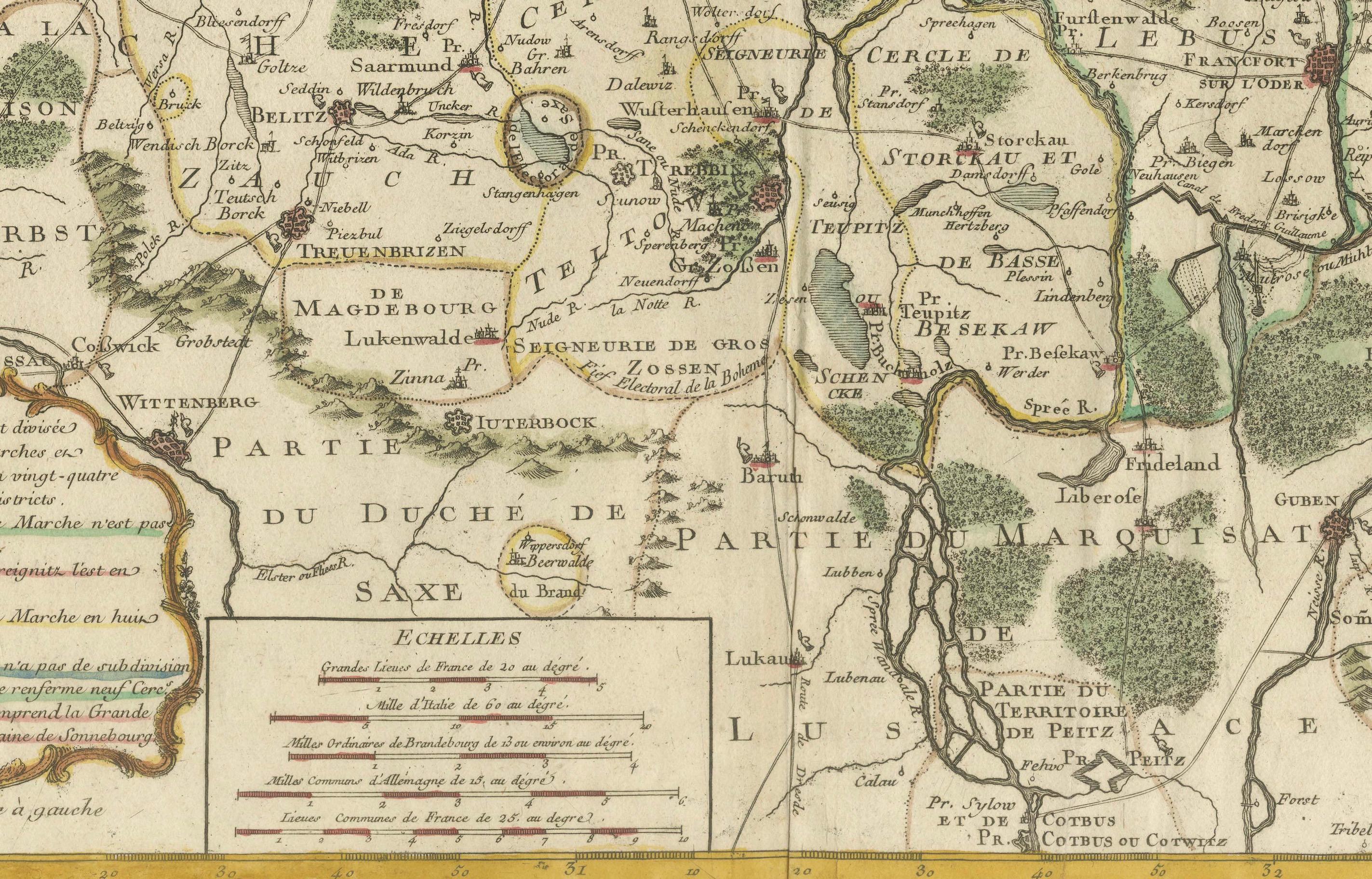 Mapa del Margraviato y Electorado de Brandeburgo por de Beaurain - ca.1750 en venta 1