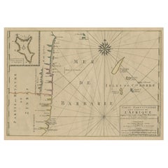 Carte de la côte du Mozambique et de la Tanzanie et carte encastrée de l'île d'Anjouan, vers 700