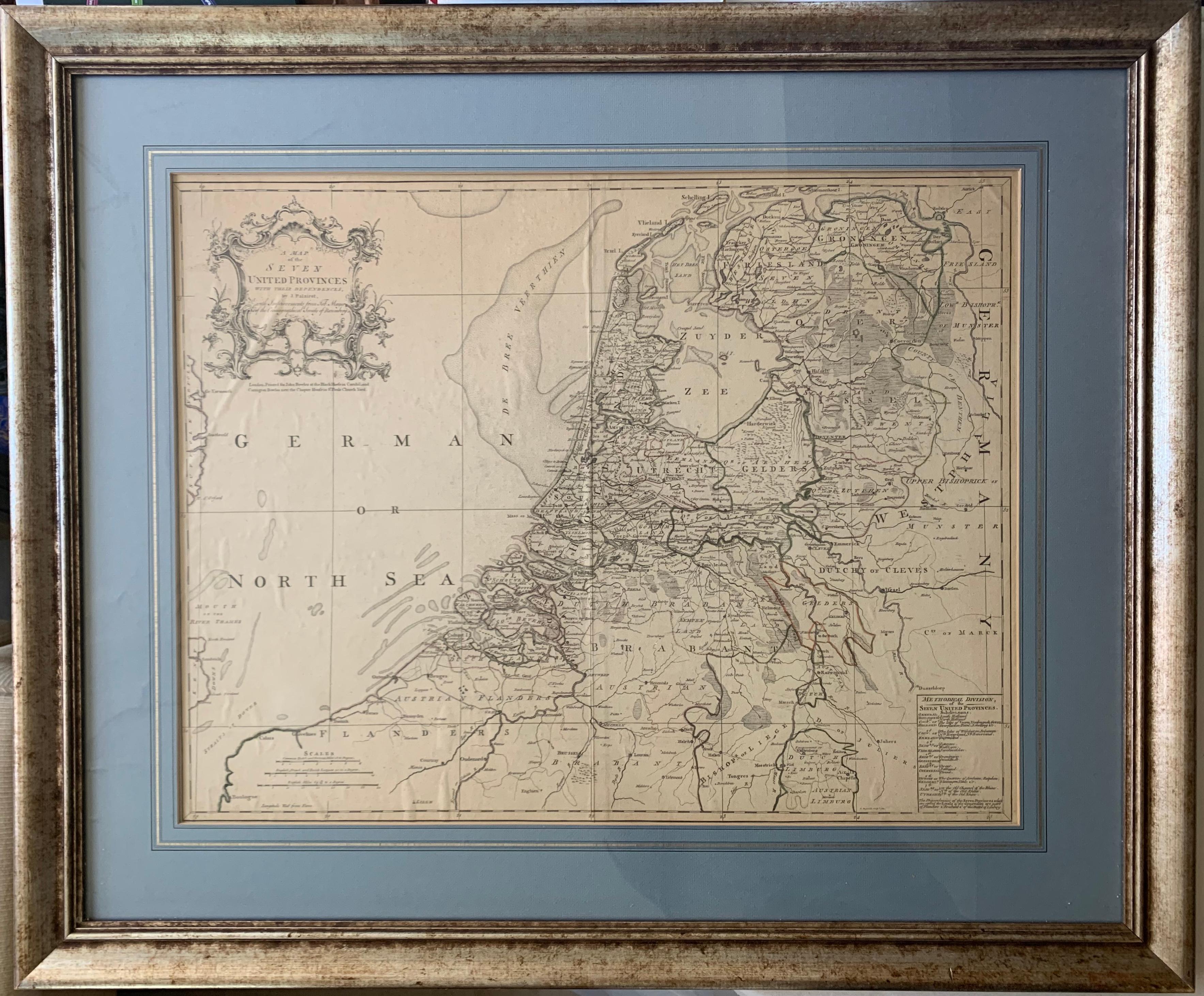 Map of the Netherlands. Antique map of the Netherlands. Bowles map of 