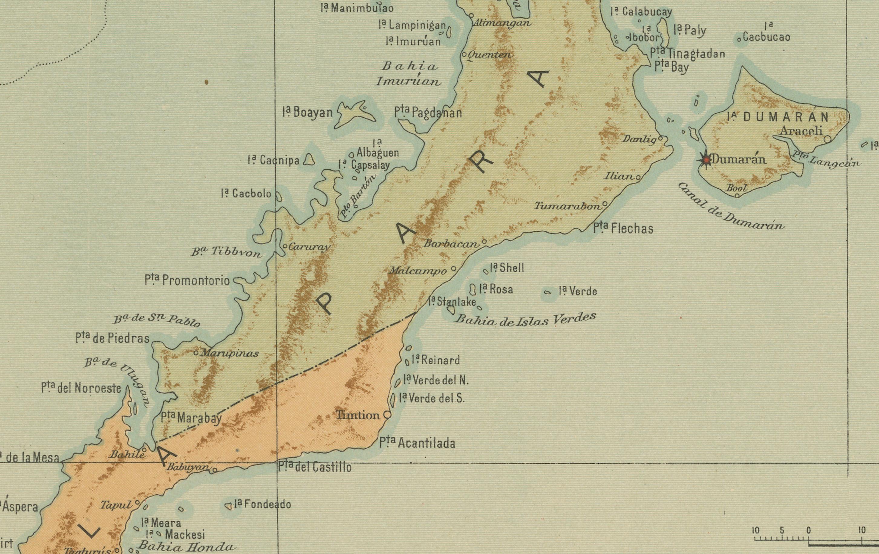 Late 19th Century Map of the Northern Part of Palawan – Observatorio de Manila, 1899 For Sale