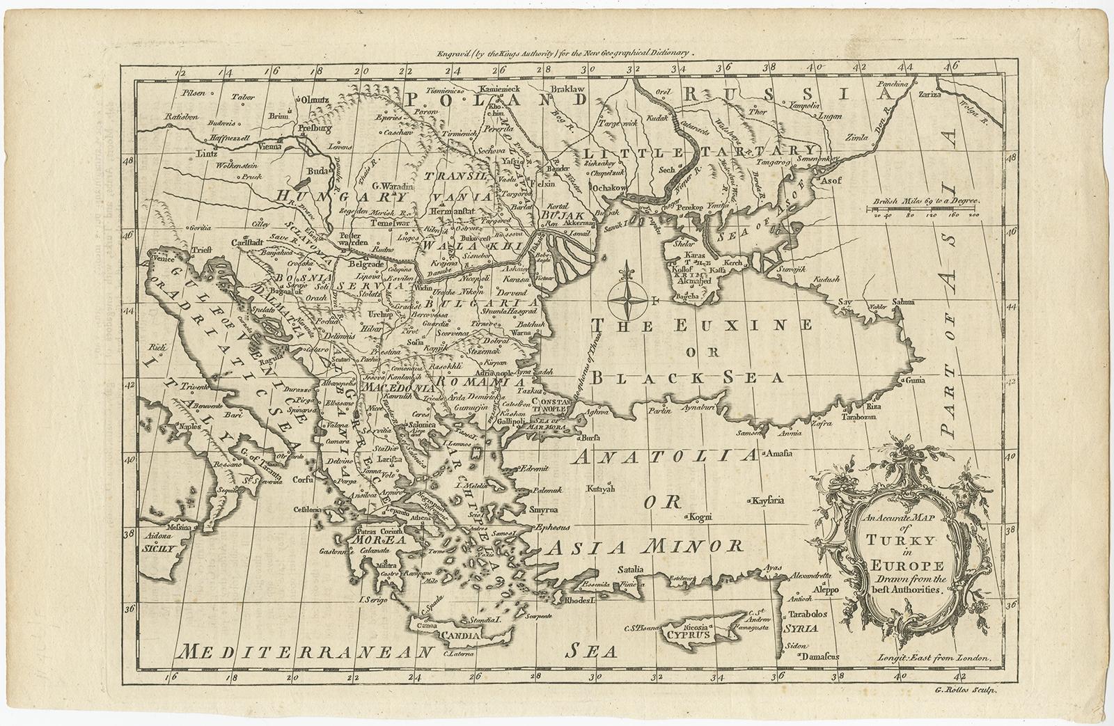 Antike Karte der Türkei mit dem Titel 