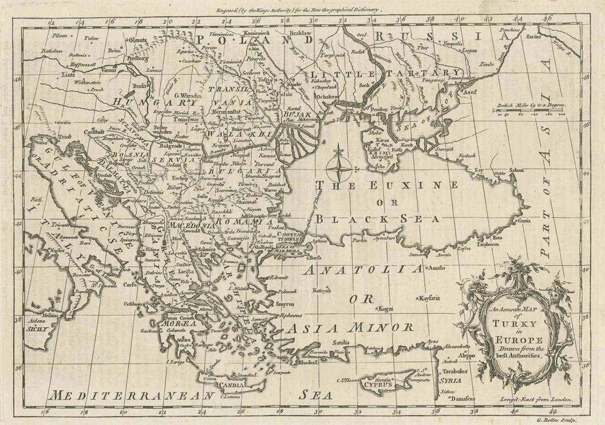 Map of the Ottoman Empire in Europe, incl. the Balkans, Greece & Turkey, c.1760