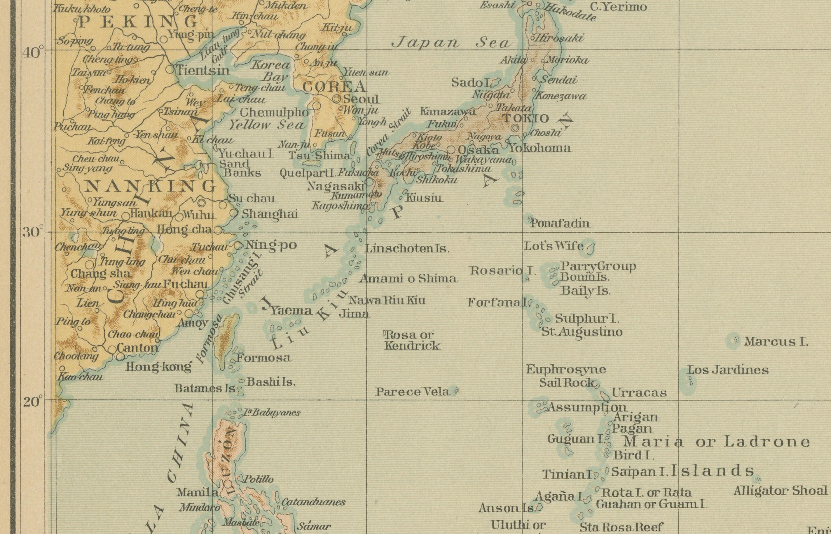 Mappa dell'Oceano Pacifico e dell'Arcipelago delle Filippine - Osservatorio di Manila, 1899 In condizioni buone in vendita a Langweer, NL