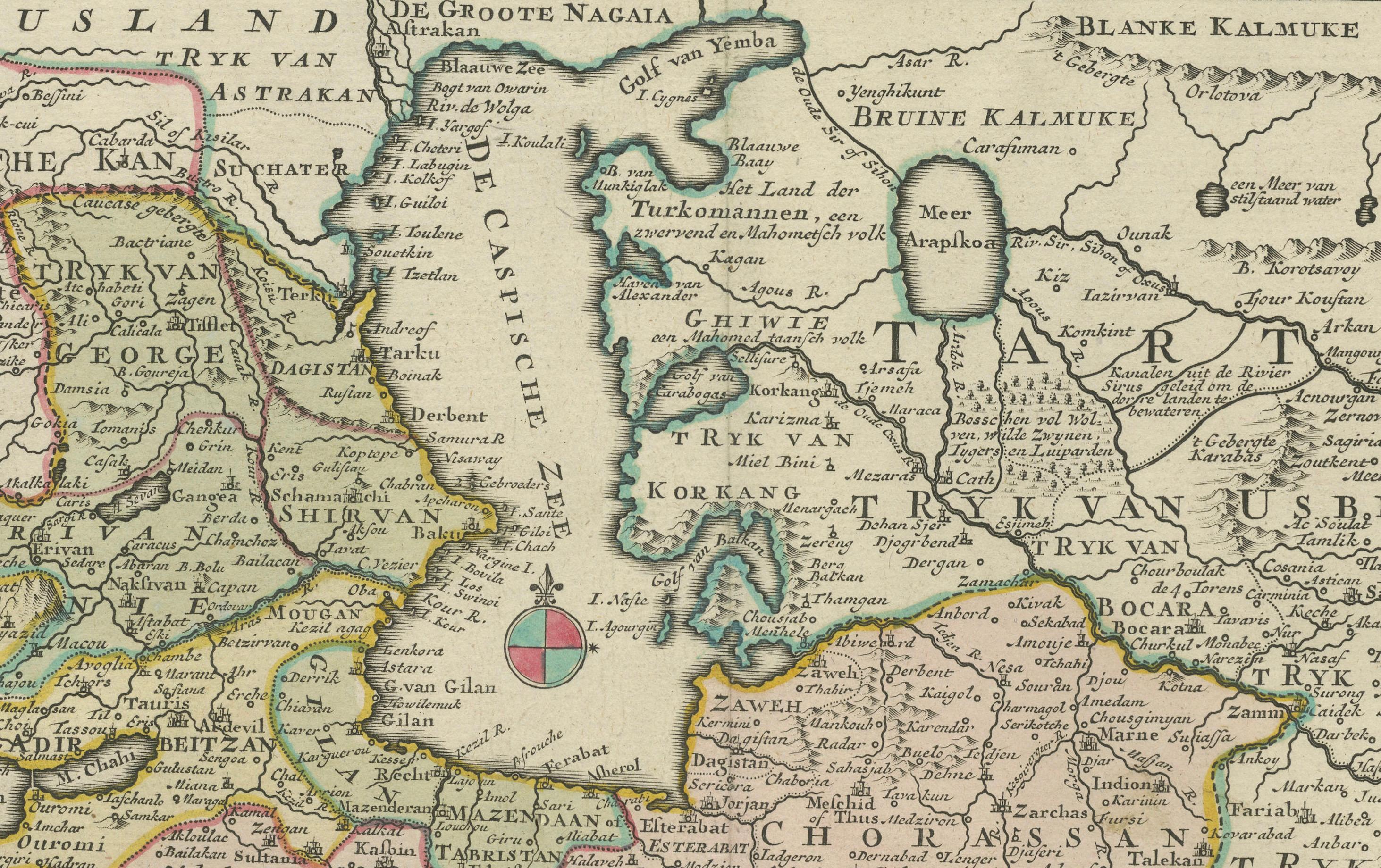 Map of the Persian Empire circa 1750 by Tirion – Hand-Colored Dutch Map

This finely detailed antique map titled 