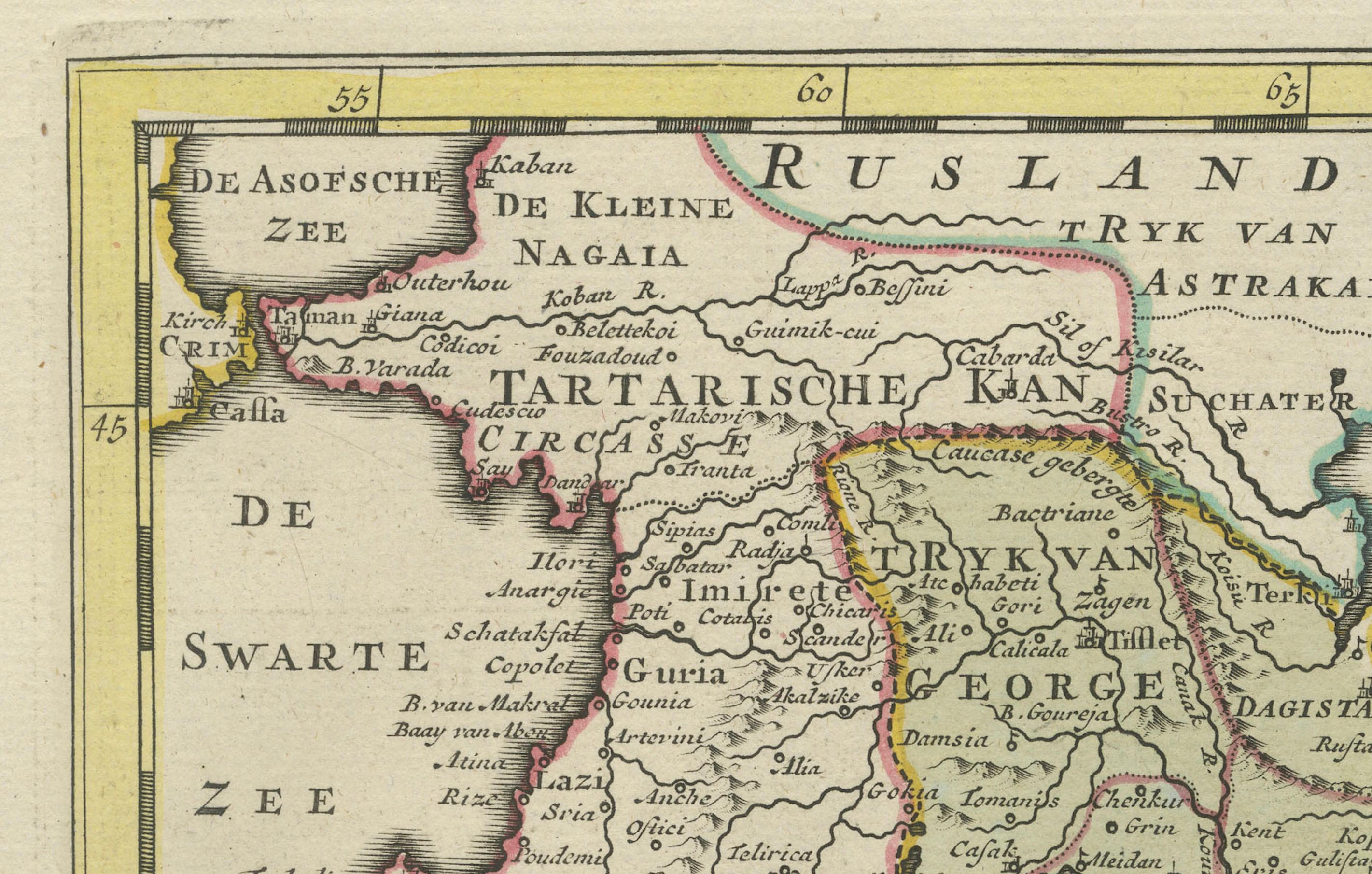 Map of the Persian Empire circa 1750 by Tirion – Hand-Colored Dutch Map For Sale 1