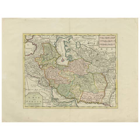 Map of the Persian Empire circa 1750 by Tirion – Hand-Colored Dutch Map