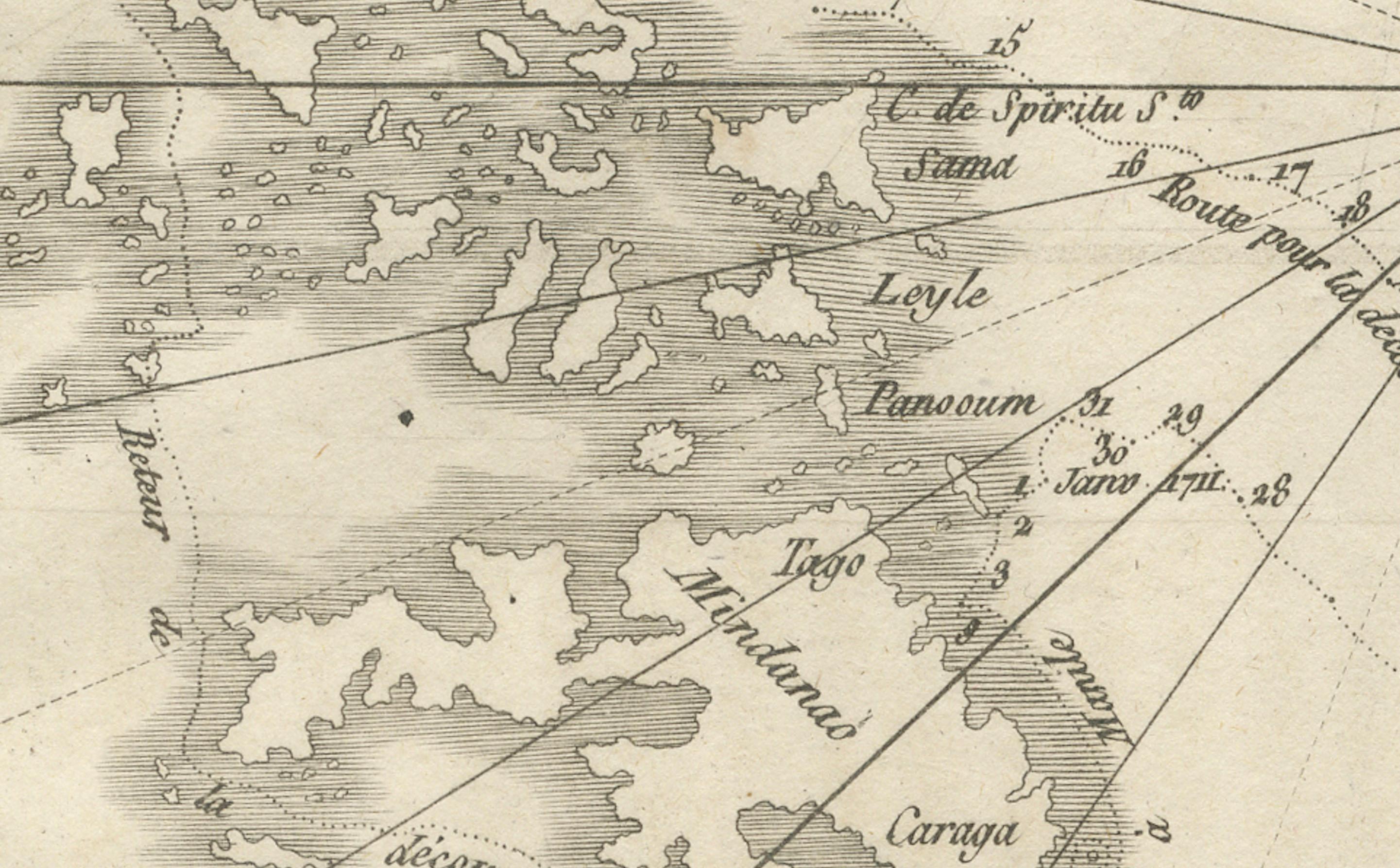 Francese Mappa delle Filippine e delle Isole Palau - Incisione francese antica, 1790 ca. in vendita