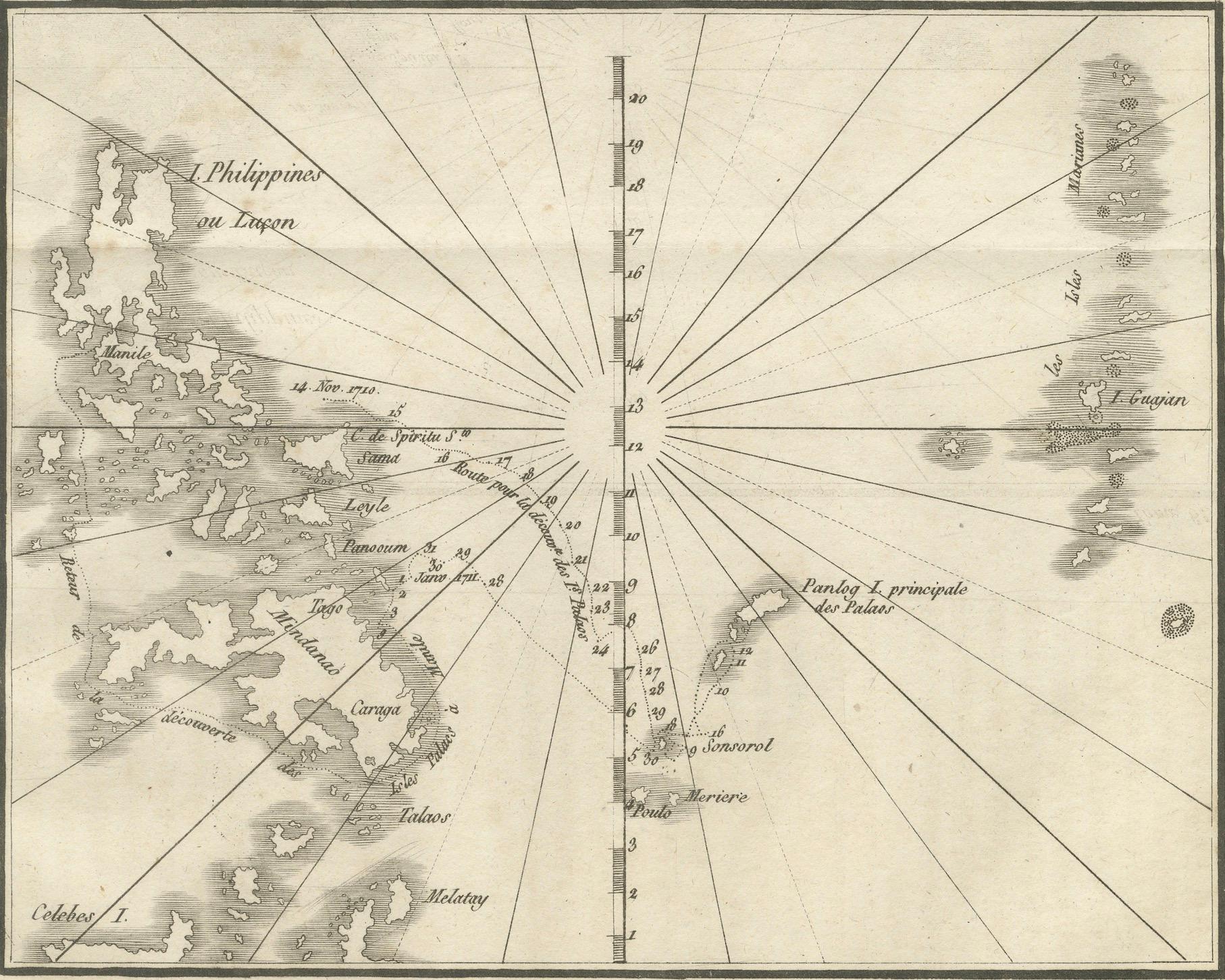 Carta Mappa delle Filippine e delle Isole Palau - Incisione francese antica, 1790 ca. in vendita