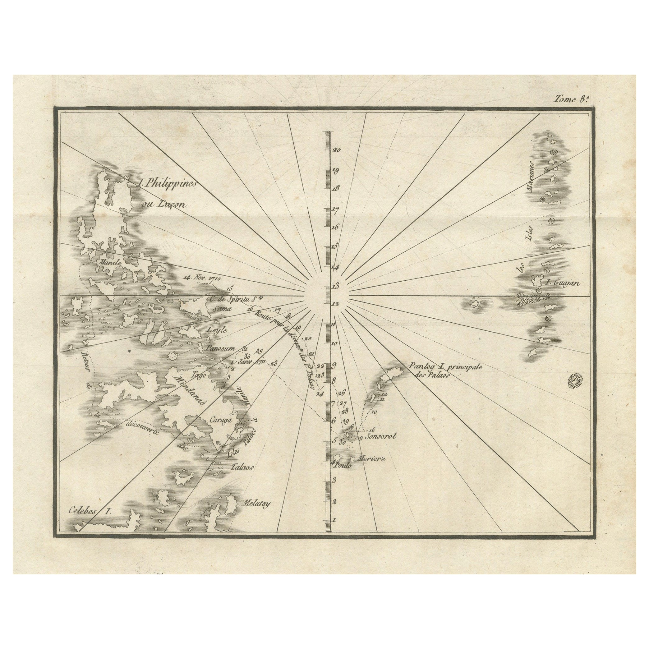 Carte des Philippines et des îles Palaos - Antique French Engraving, c.1790