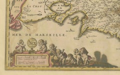 Map of the Provence in Southern France, Original Old Engraving by De Wit c. 1688
