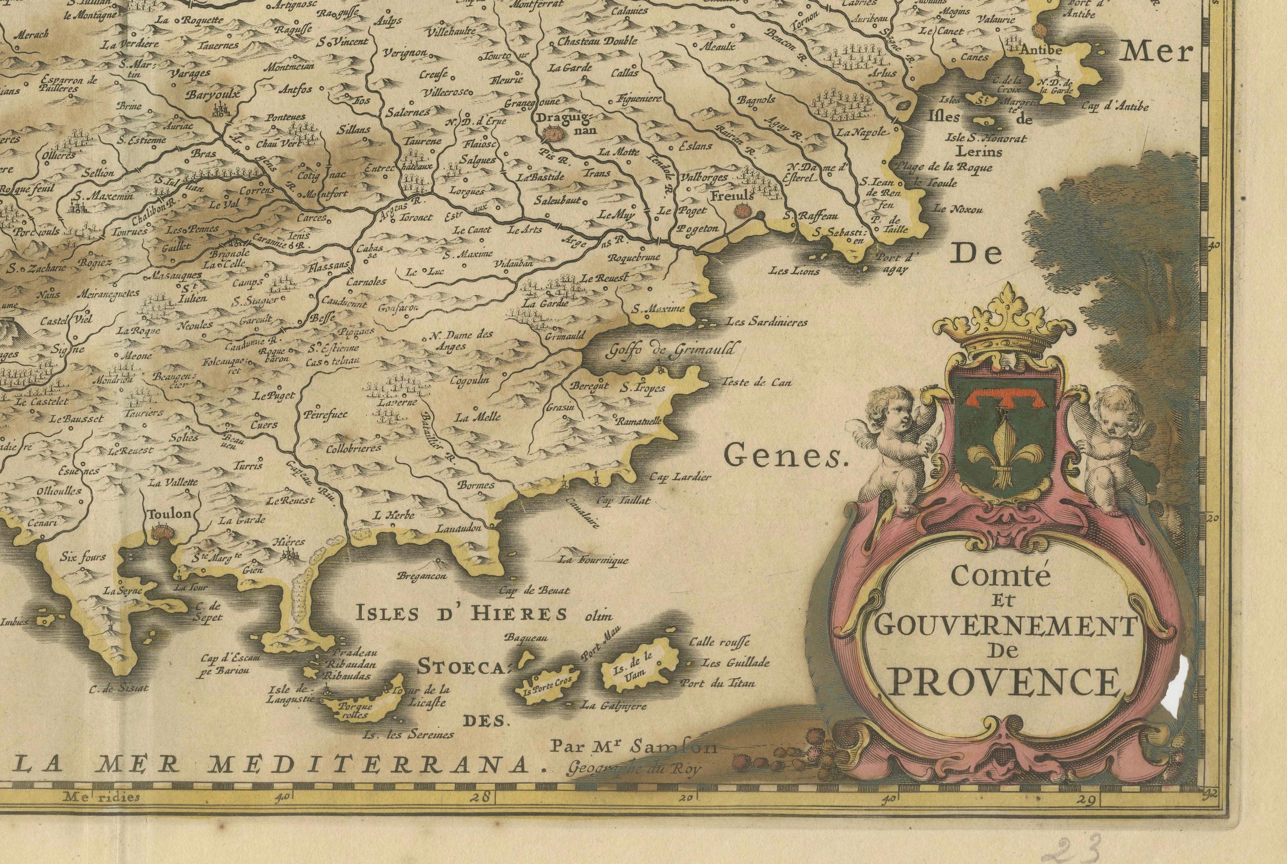 Late 17th Century Map of the Provence in Southern France, Original Old Engraving by De Wit c. 1688 For Sale