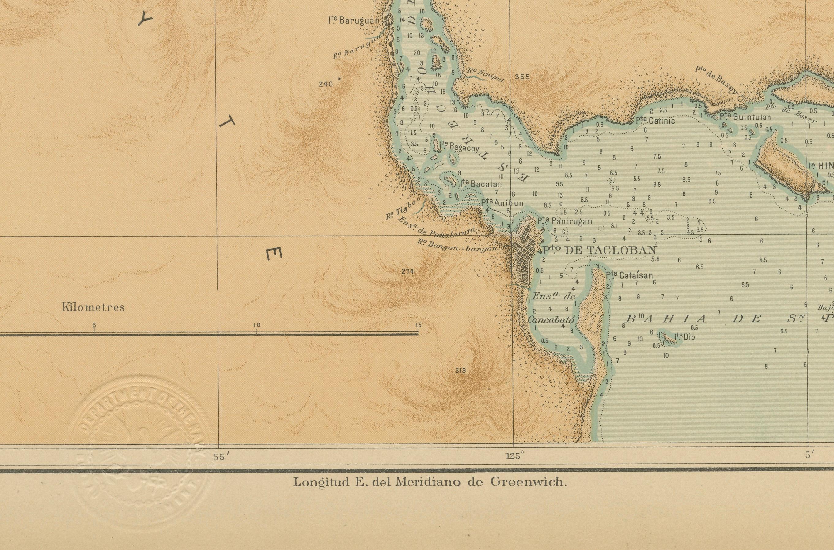 Filippino Mappa dello stretto di San Juanico tra Leyte e Samar - 1899 in vendita