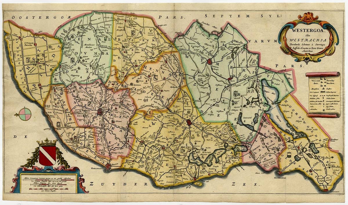 Map of the Shire of Westergo in the Province of Friesland, the Netherlands, 1664