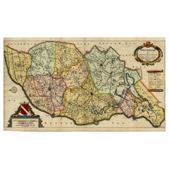 Mapa de la Comarca de Westergo en la Provincia de Frisia, Países Bajos, 1664