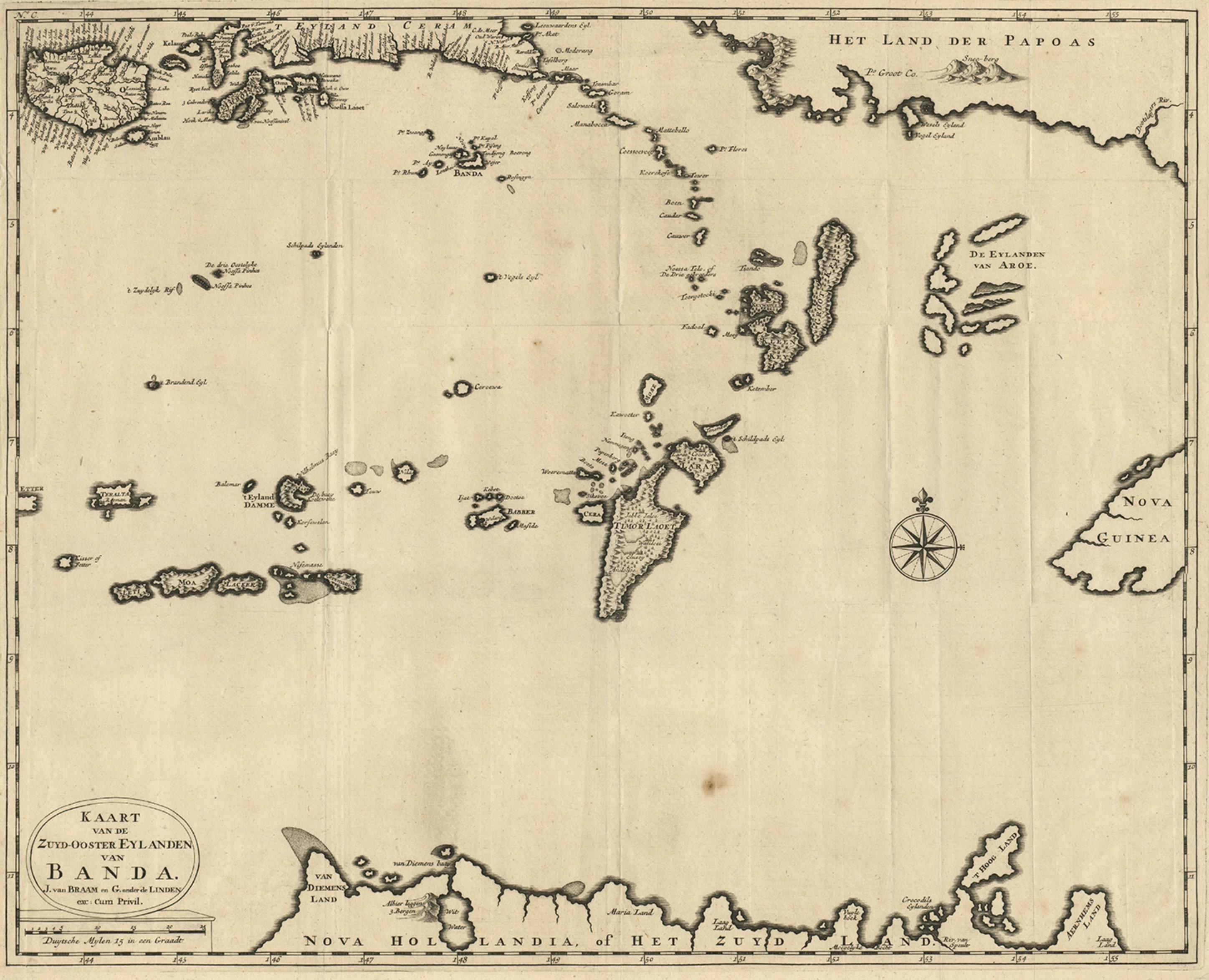 Map of the Southeastern Part of the Banda Islands, Incl Northern Australia, 1726 In Good Condition For Sale In Langweer, NL