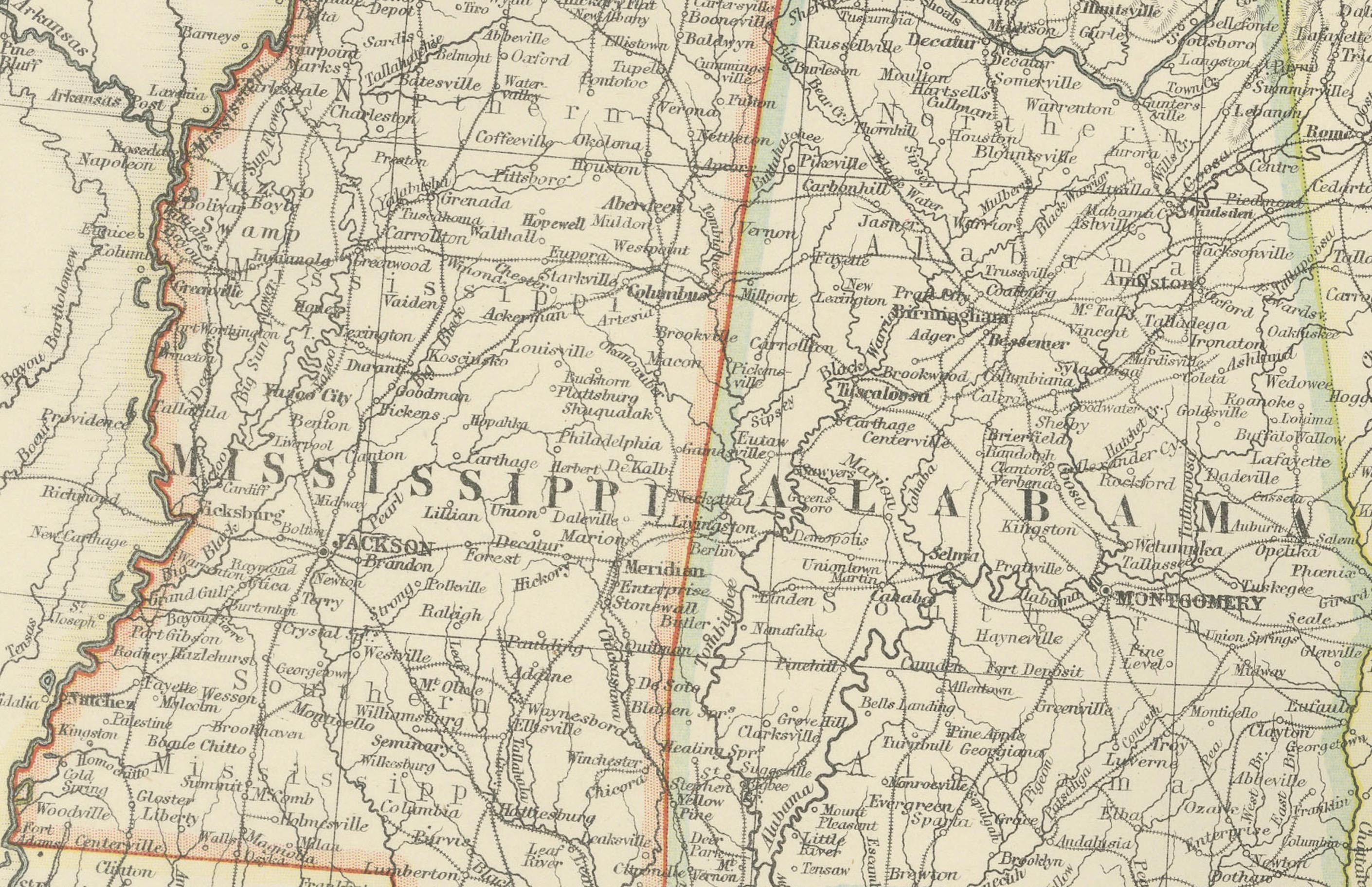 Map of the Southeastern USA and Atlantic States – Vintage 1903 Geography en Bueno estado para la venta en Langweer, NL