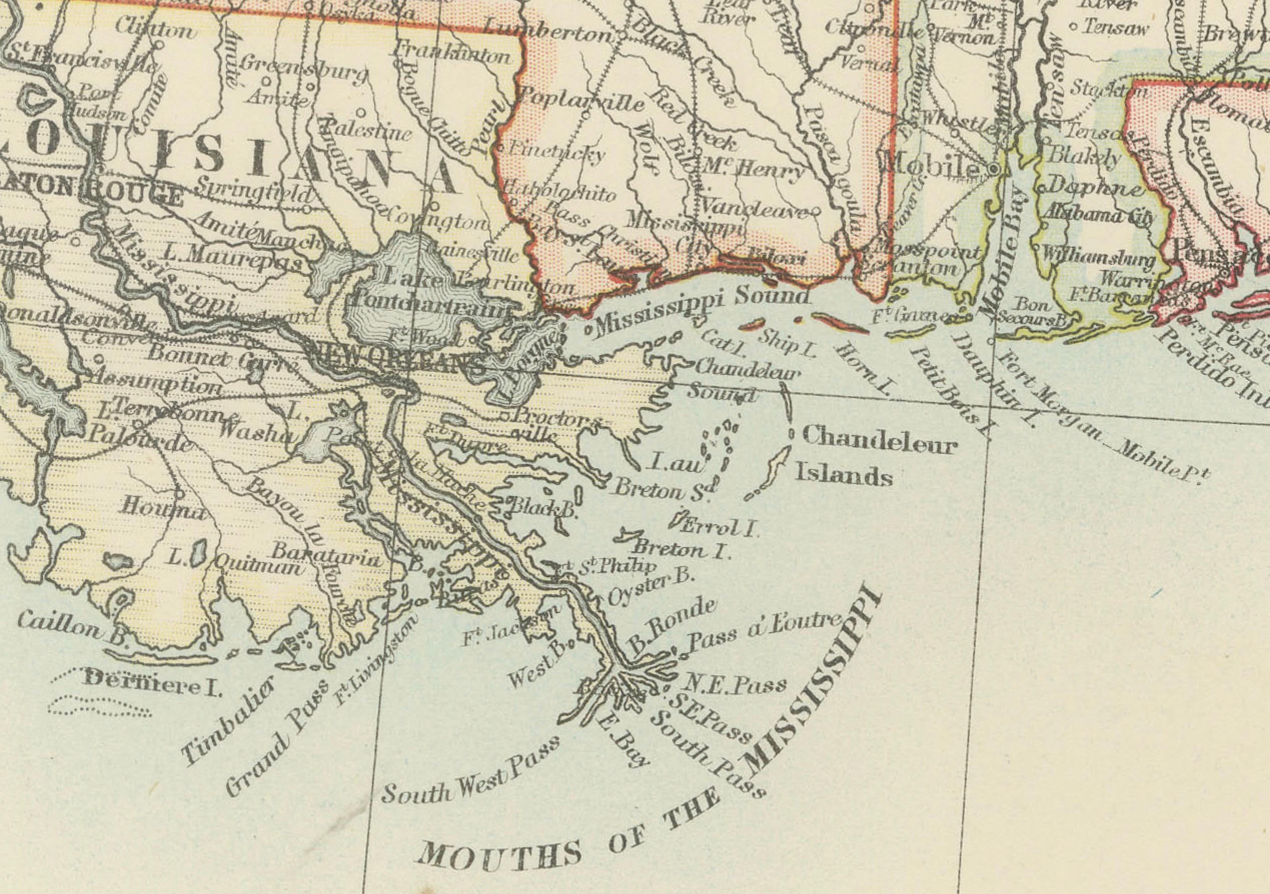 Map of the Southeastern USA and Atlantic States – Vintage 1903 Geography siglo XX en venta