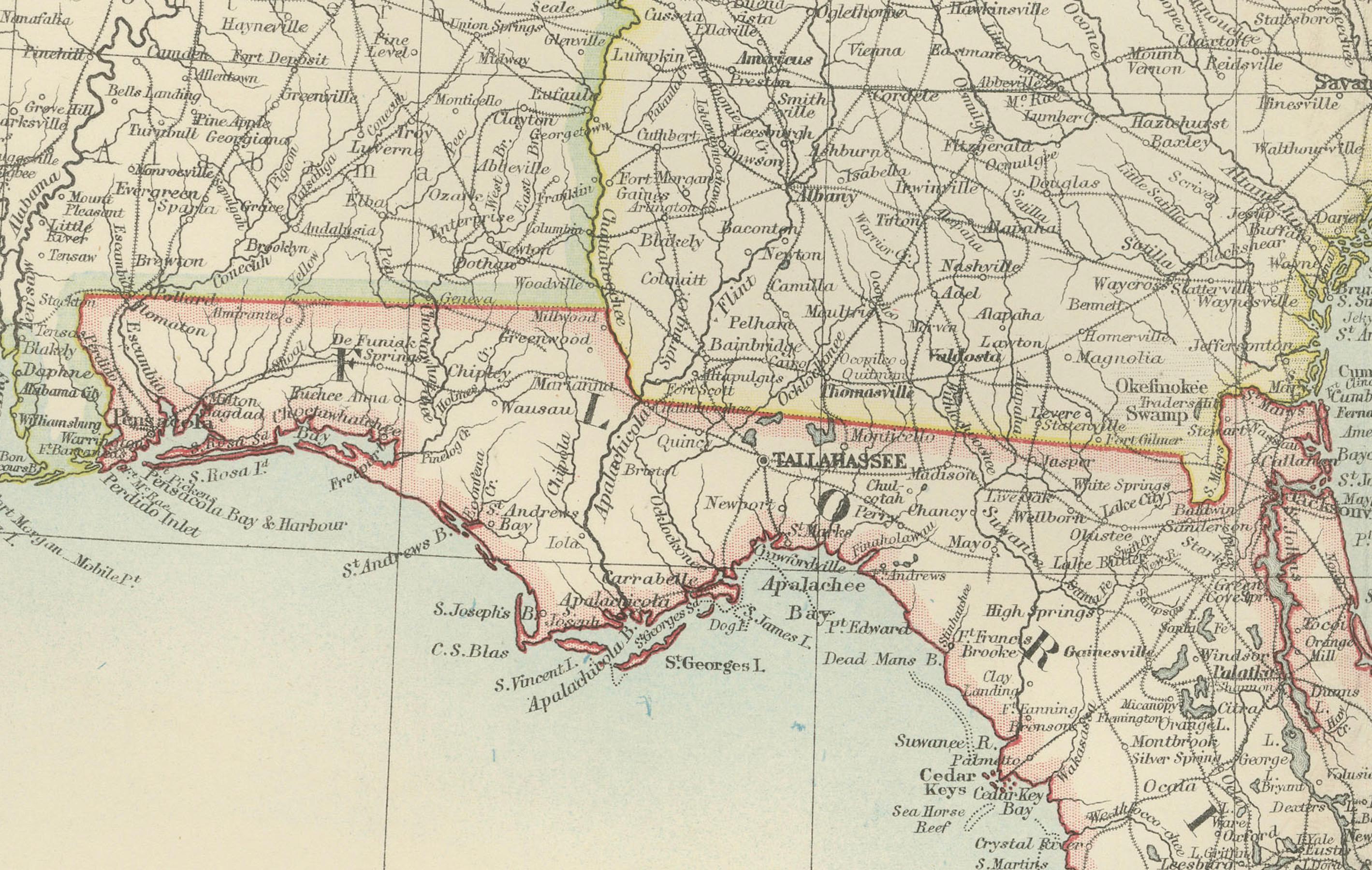 Map of the Southeastern USA and Atlantic States – Vintage 1903 Geography Papel en venta