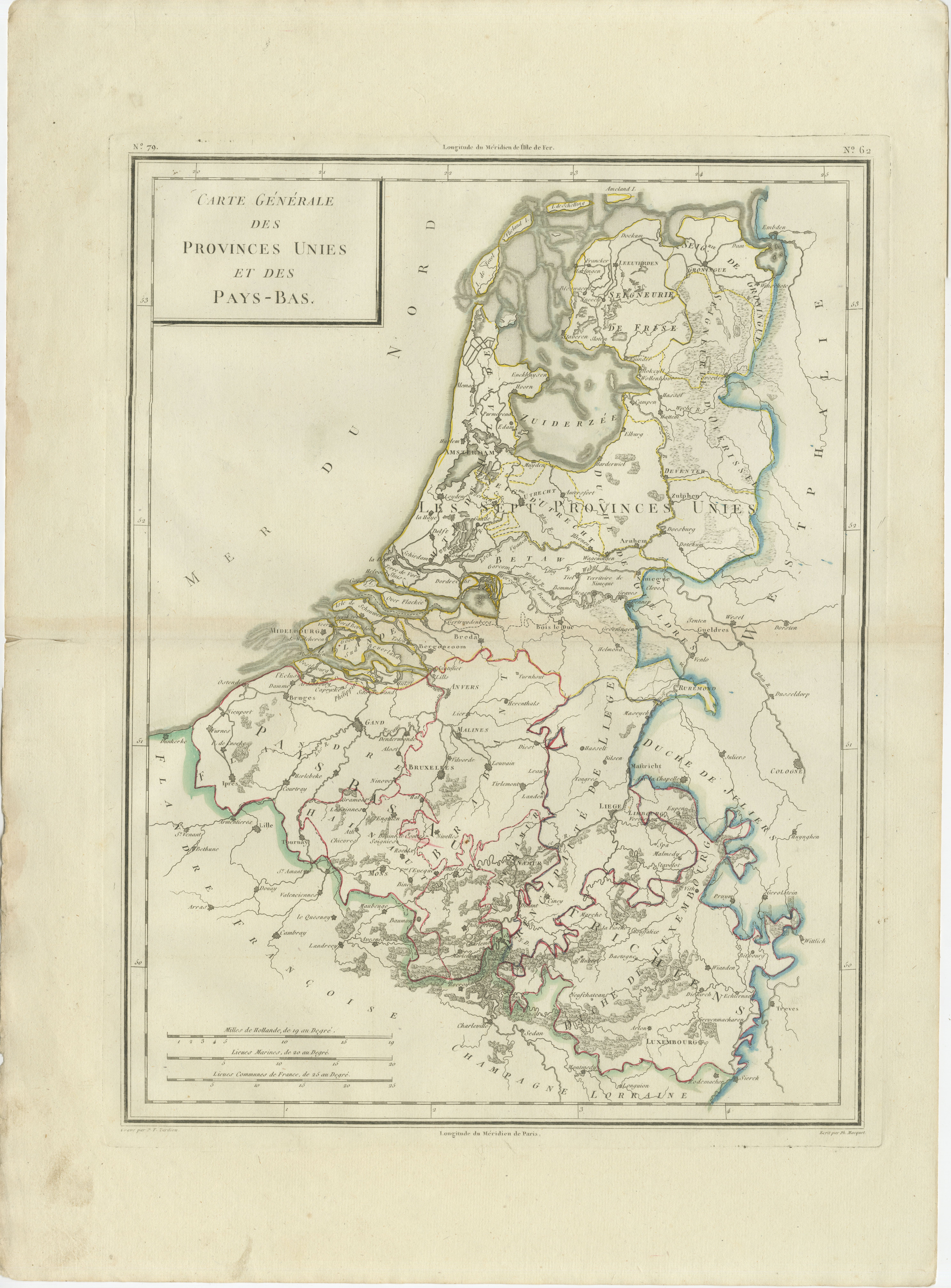 Antique Map with Title: 'Carte Générale des Provinces Unies et des Pays-Bas'

**Publication Details:**
- **Atlas Title:** Nouvel Atlas Universel de Géographie Ancienne et Moderne
- **Purpose:** For the Nouvelle Edition de la Géographie de Guthrie
-