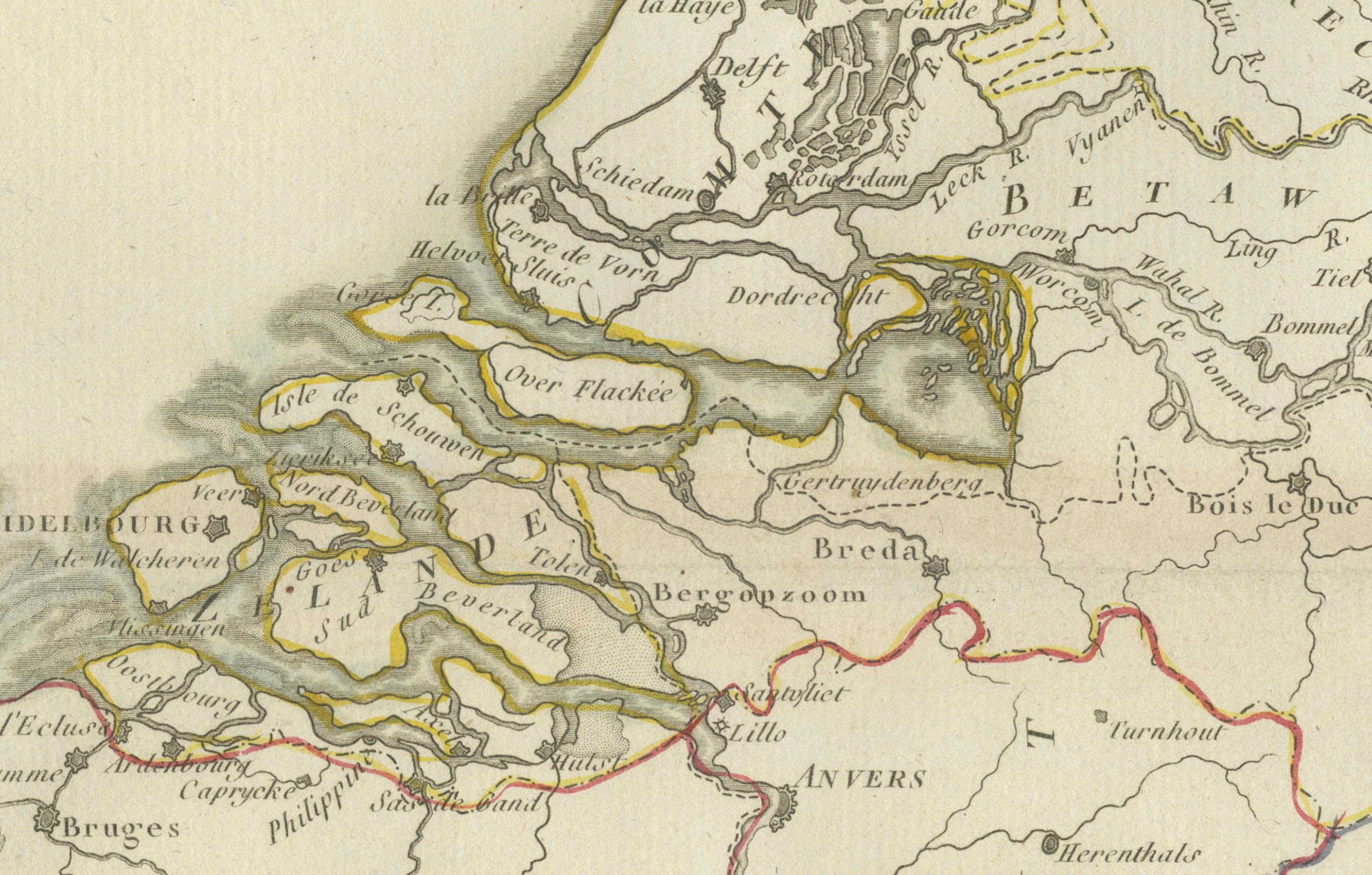 Map of the United Provinces & Low Countries: Early 19th Century - 1802 For Sale 2