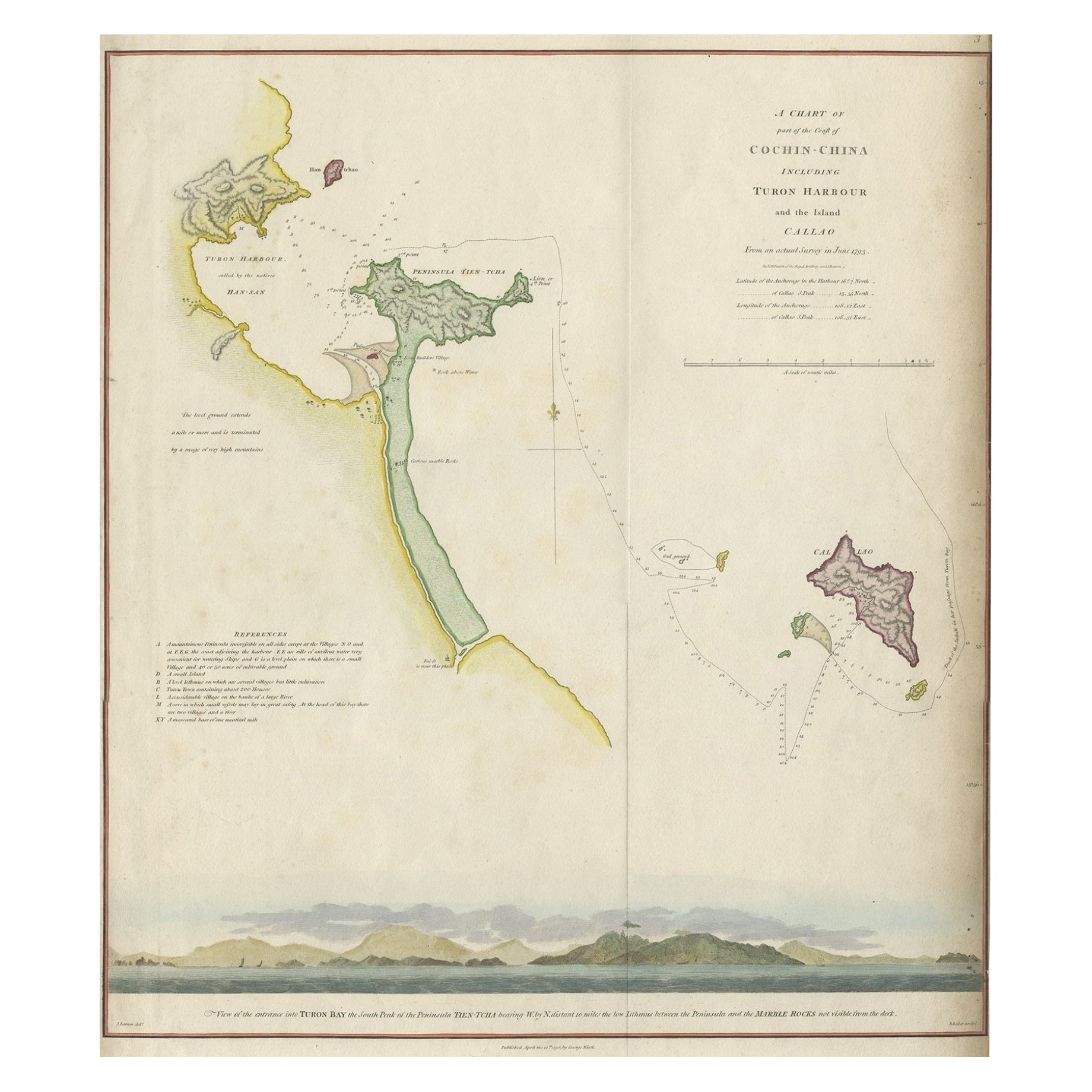 Map of the Vietnamese Coast, Centered on Turon Harbor 'Da Nang Area', 1796 For Sale