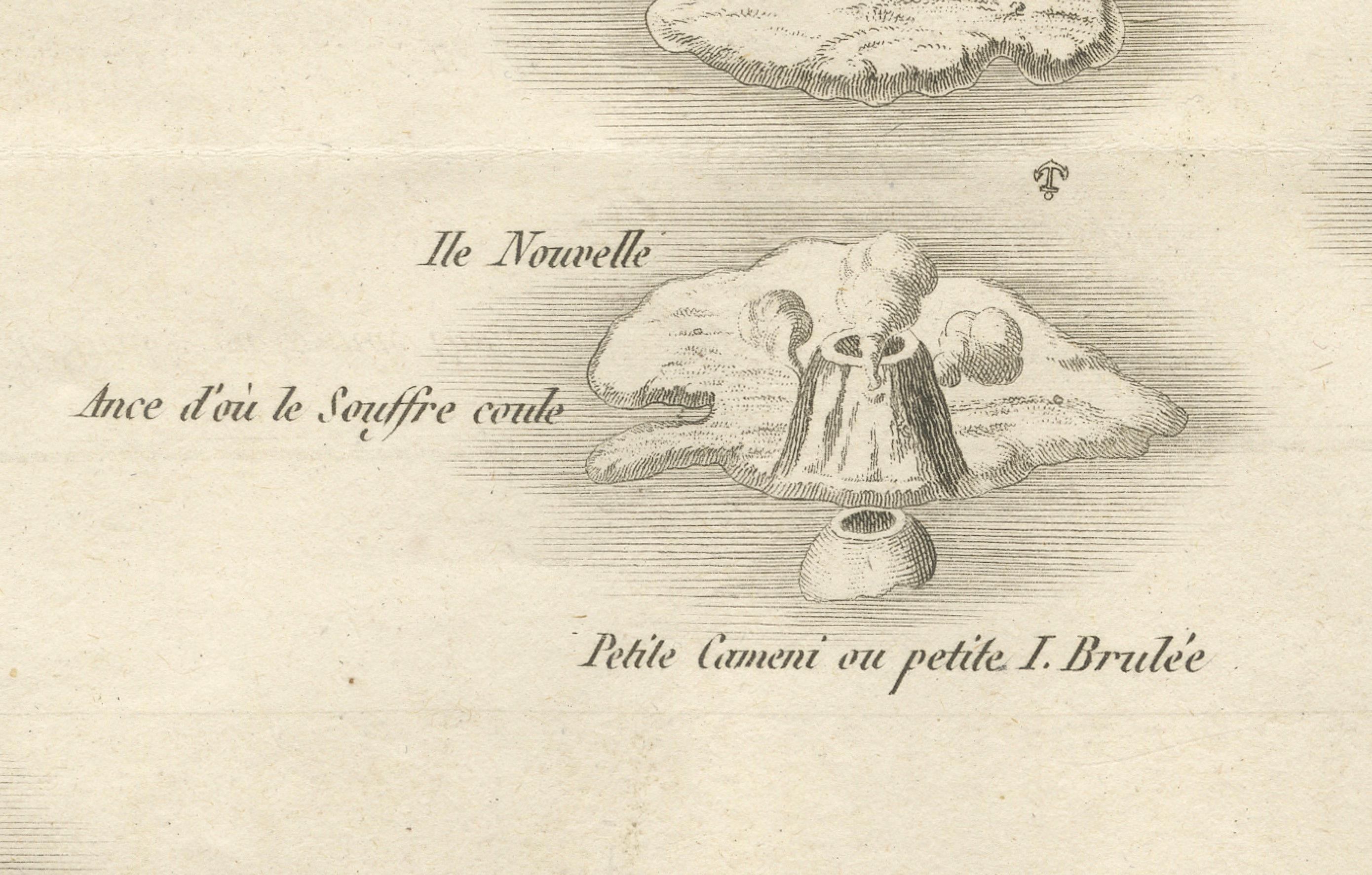 Carte des îles volcaniques de Santorin - Gravure ancienne de Portier, vers 1790 en vente 1