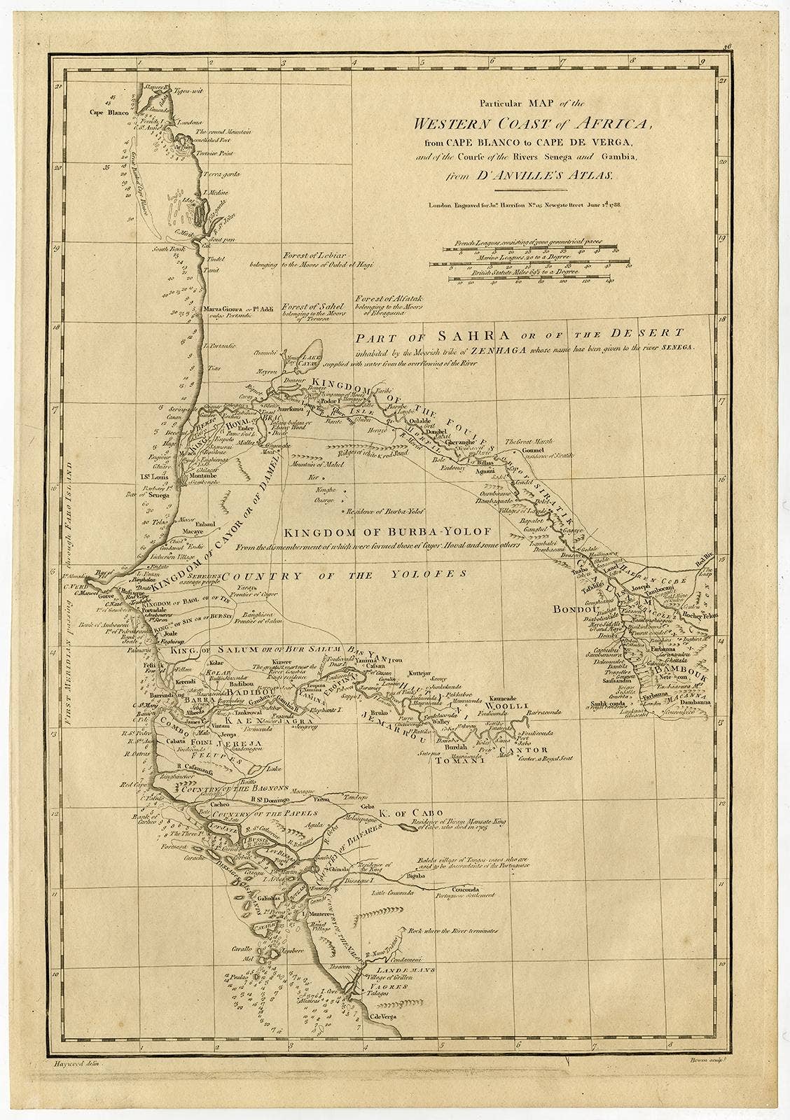 Map of the West African coast from the North of Mauretania to Guinee, 1788