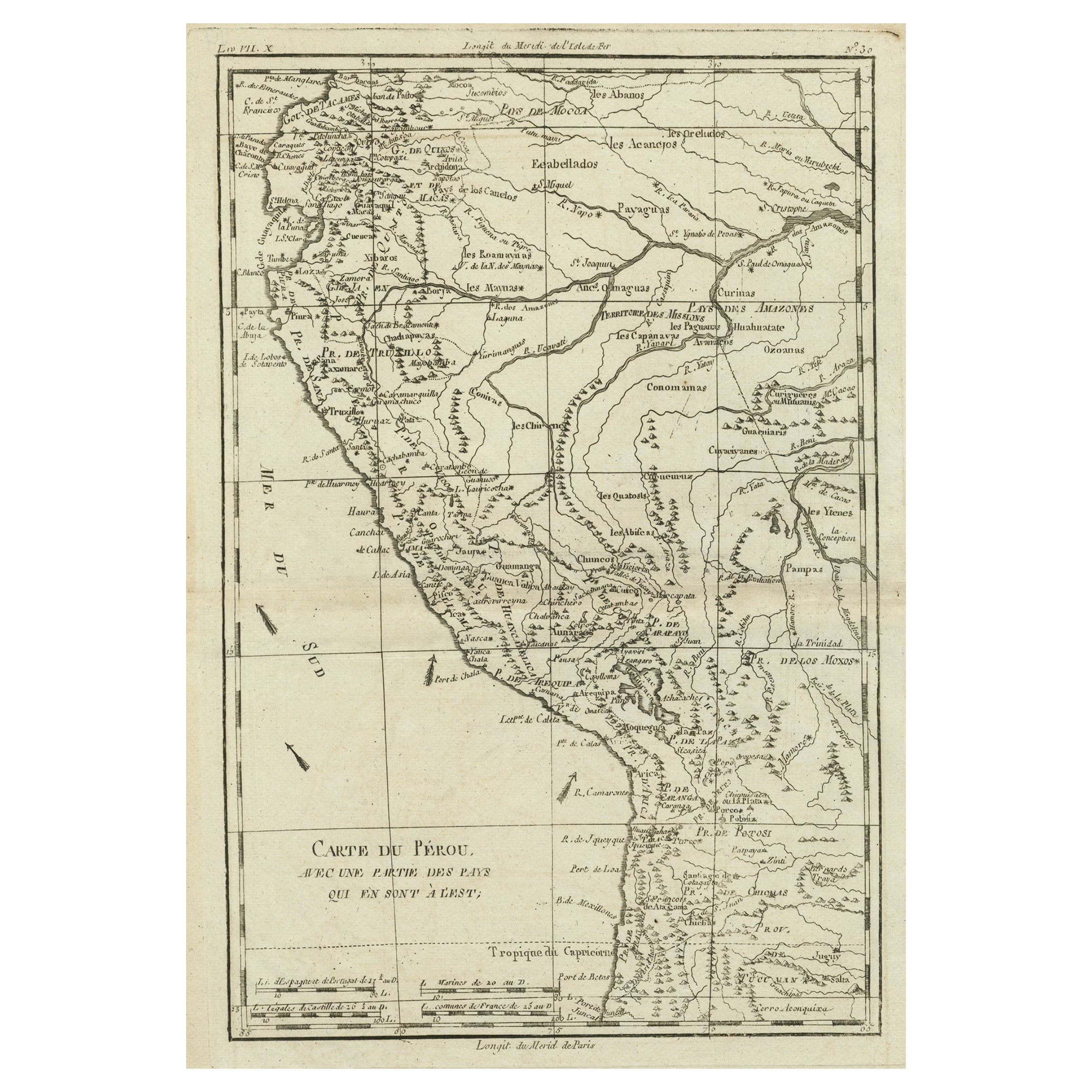 Mappa della costa occidentale del Sud America dall'Ecuador al Cile, 1780 ca.