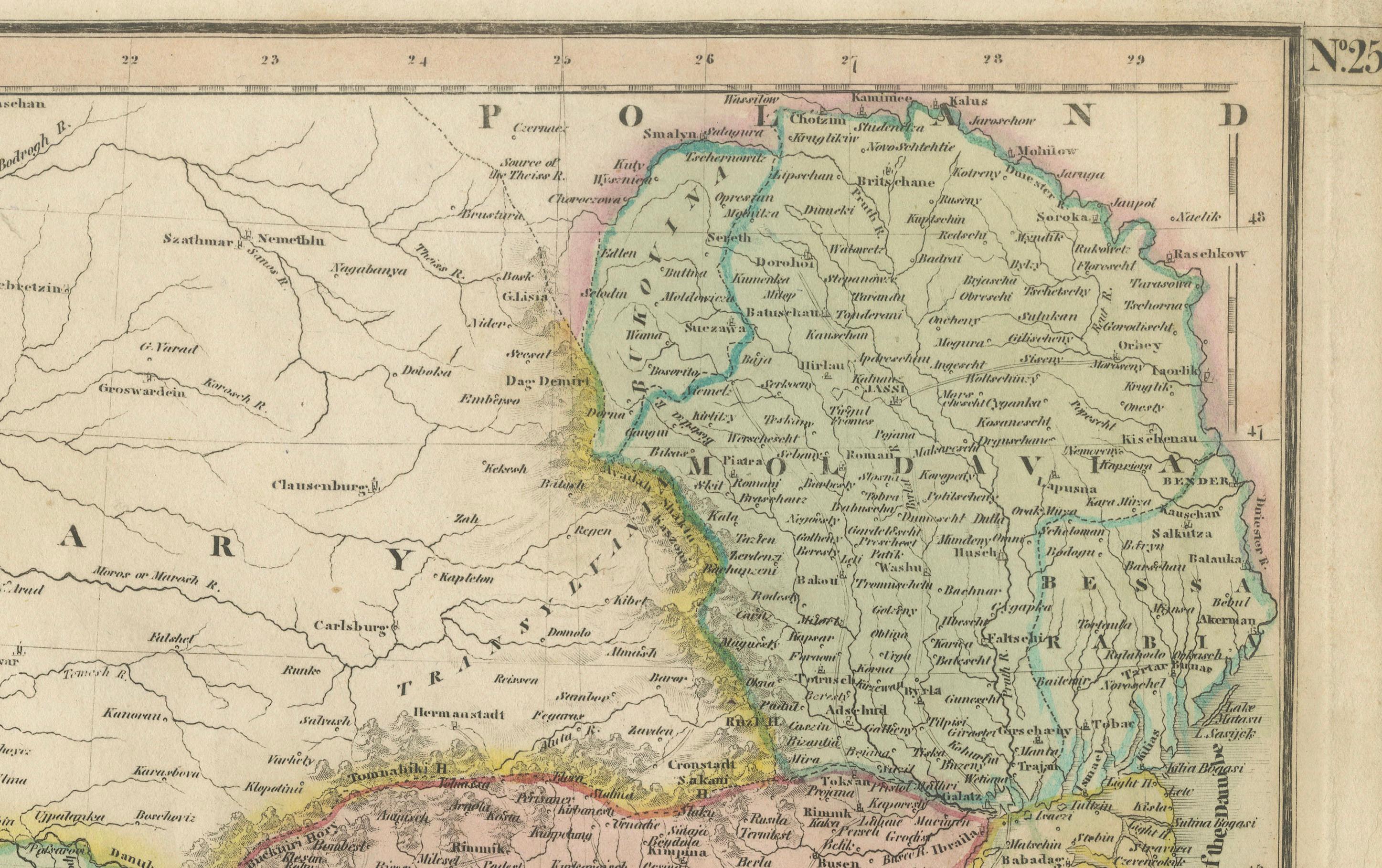 Karte der türkischen Herrschaftsgebiete in Europa, Osmanische Balkanterritorien 1813 (Papier) im Angebot