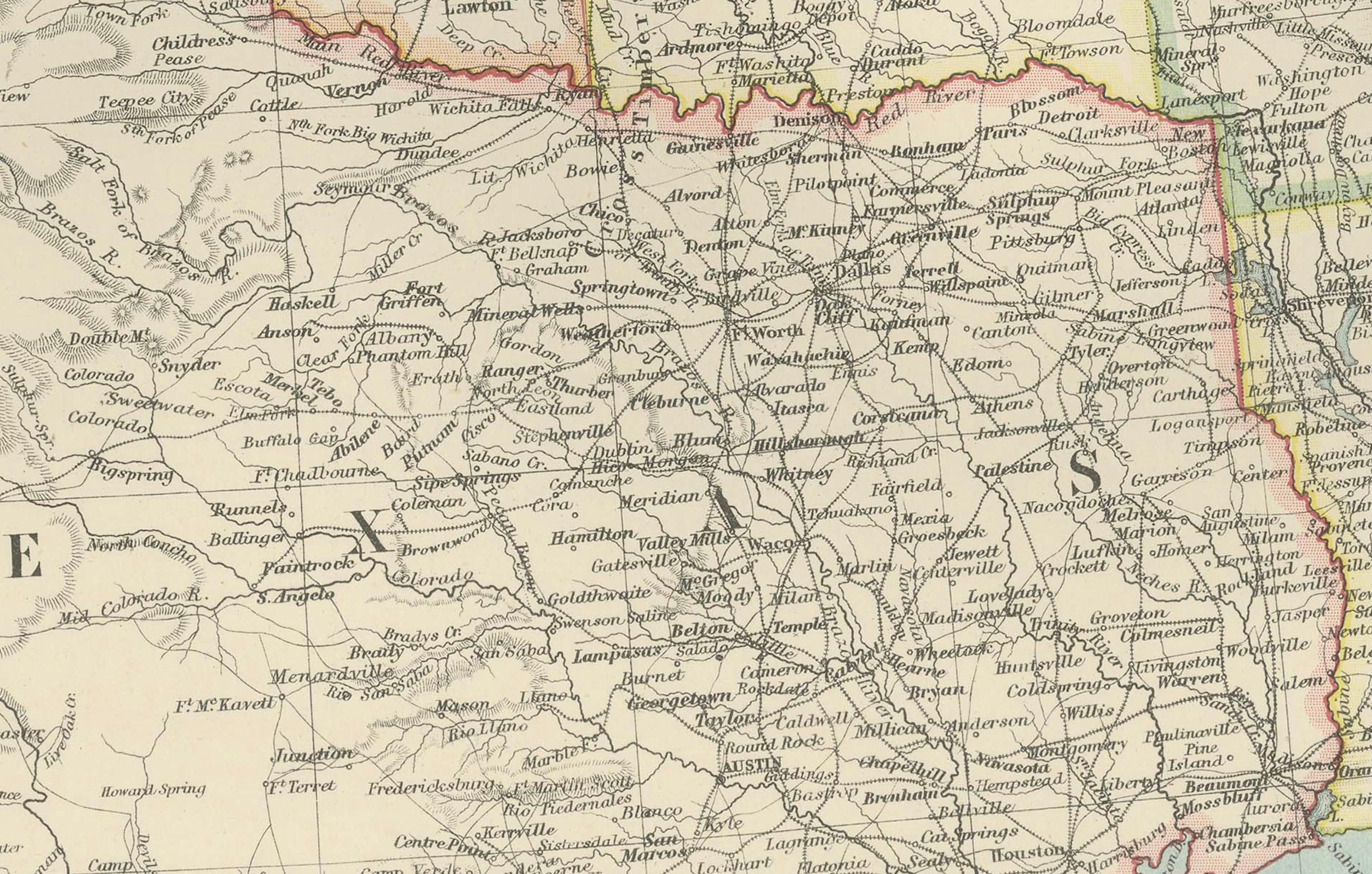 Karte der Vereinigten Staaten Zentralblatt 1903 - Eisenbahnen, Staaten und Topographie im Angebot 2