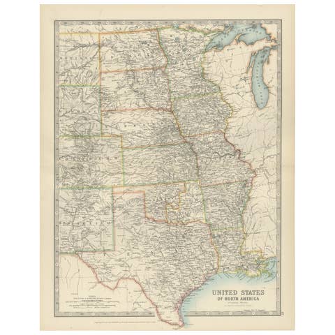 Map of United States Central Sheet 1903 – Railroads, States, and Topography