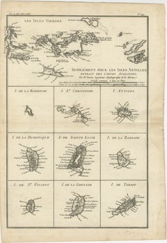 Map of Virgin Islands and Lesser Antilles by Rigobert Bonne, c. 1780