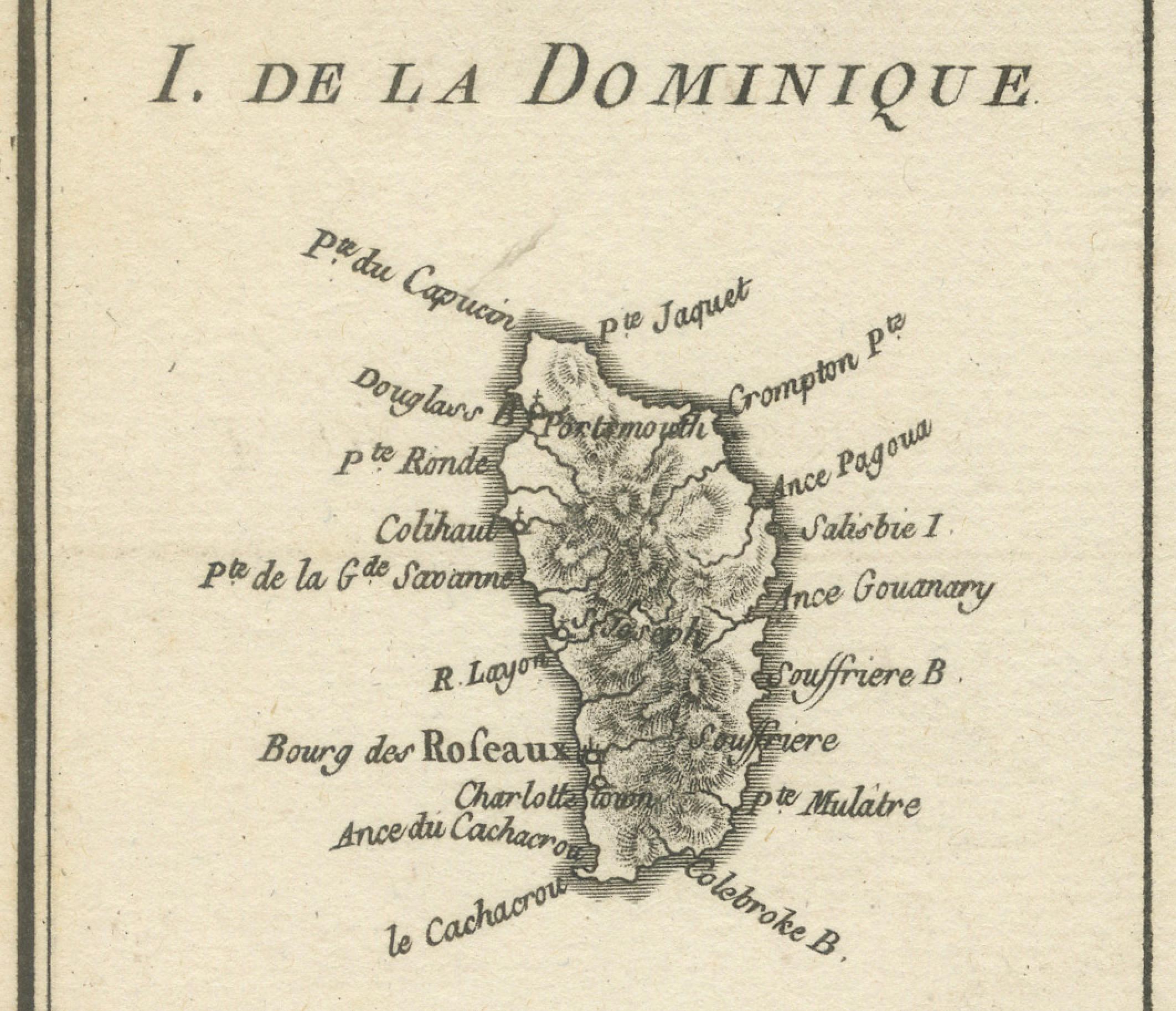 Francese Mappa delle Isole Vergini e delle Piccole Antille di Rigobert Bonne, 1780 ca. in vendita