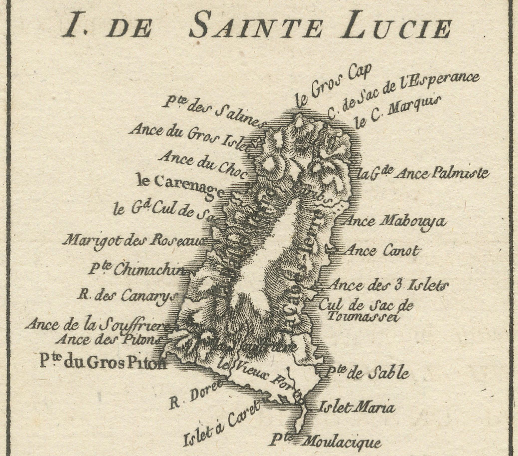 Inciso Mappa delle Isole Vergini e delle Piccole Antille di Rigobert Bonne, 1780 ca. in vendita
