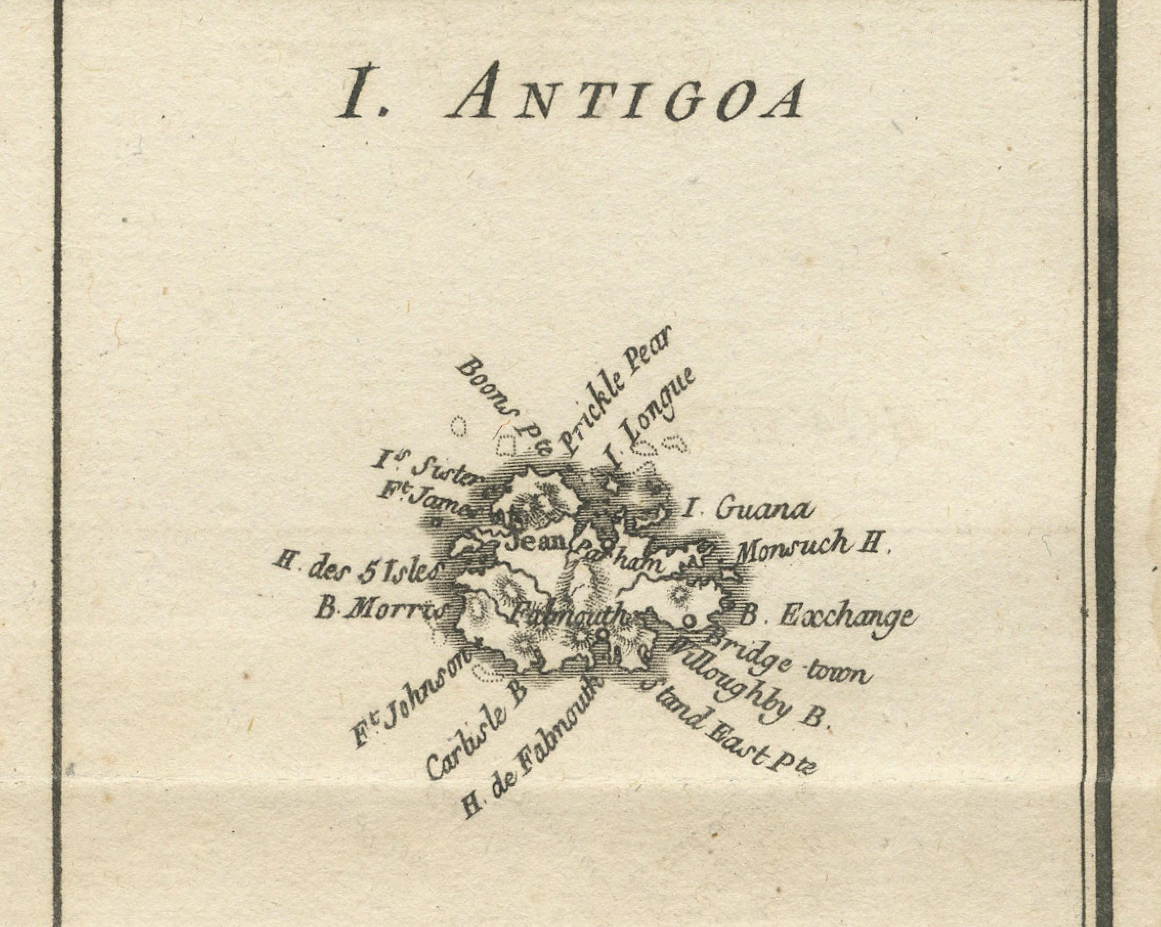 Fine XVIII secolo Mappa delle Isole Vergini e delle Piccole Antille di Rigobert Bonne, 1780 ca. in vendita